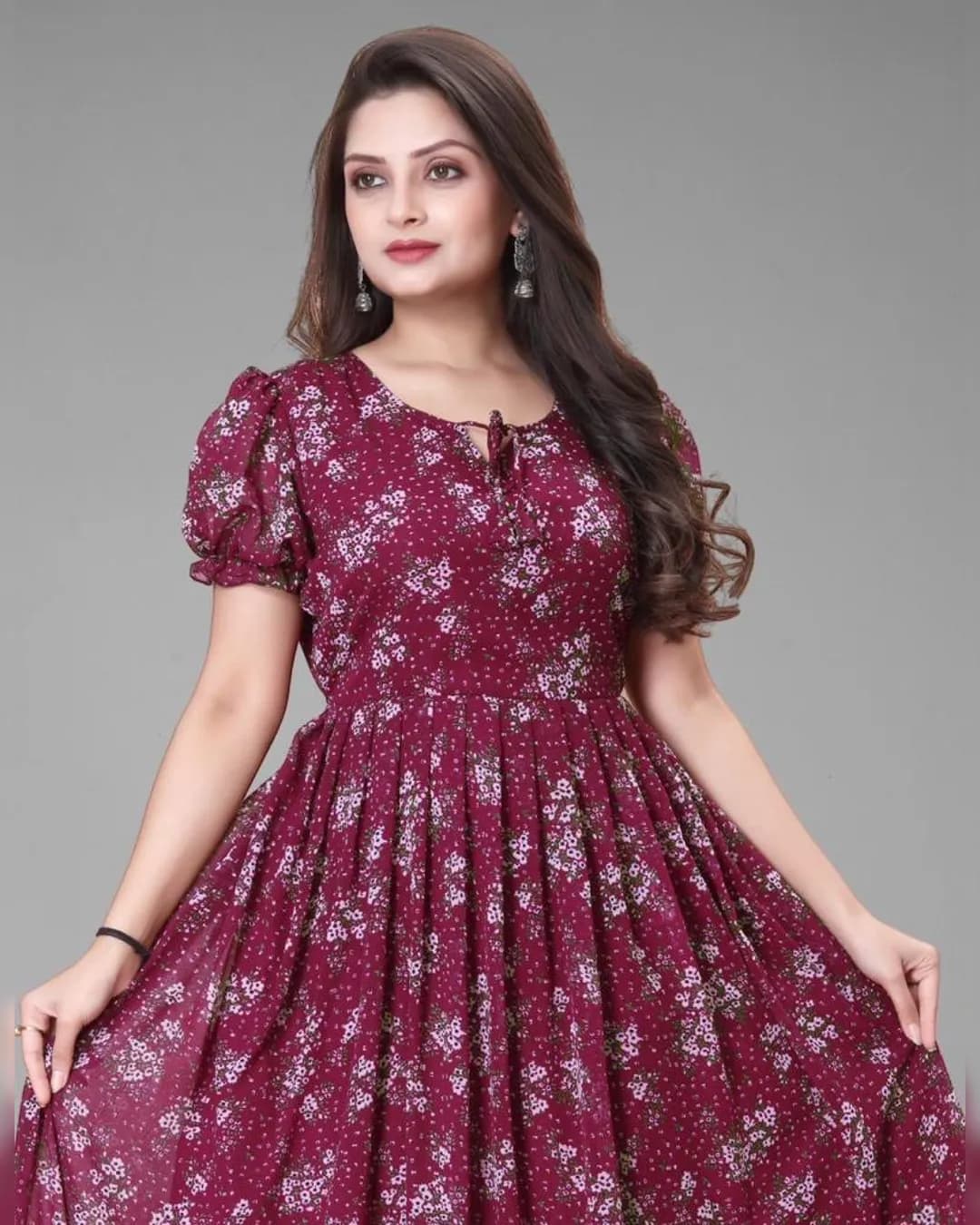 Georgette Long Maxi Dress with Inner alternate view