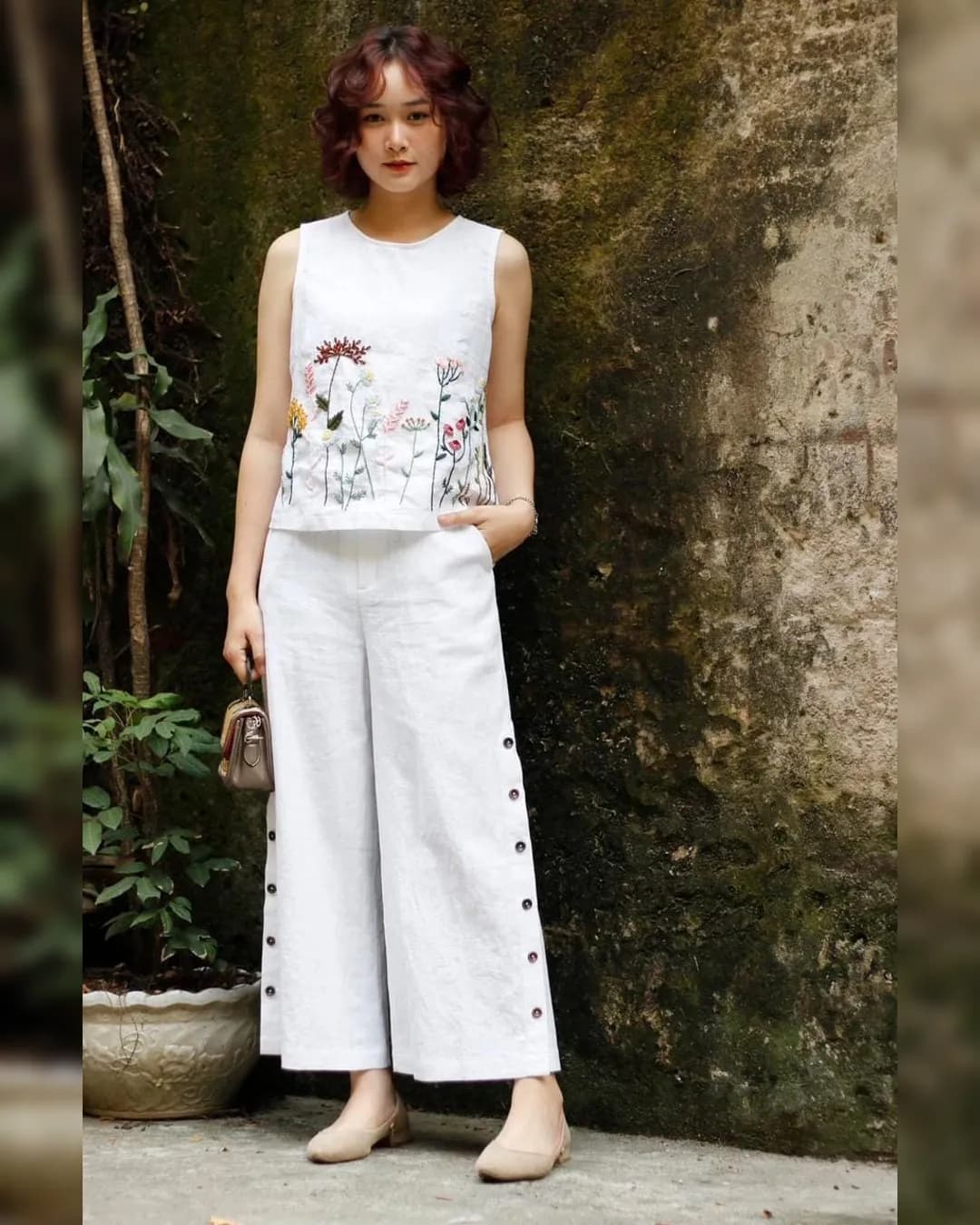 StylishComfort Cotton Top & Palazzo Set with Embroidery alternate view