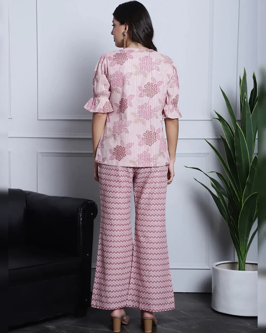 Chevron Charm Trio - Pink & Purple Floral Co-ord Set alternate view