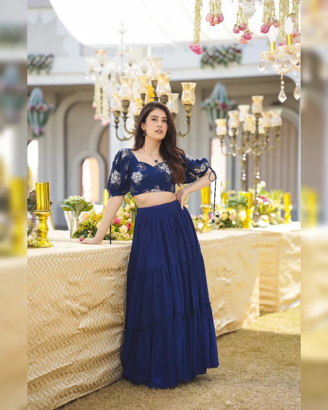 Exquisite Ruffled Faux Georgette Lehenga Set 🌸💫