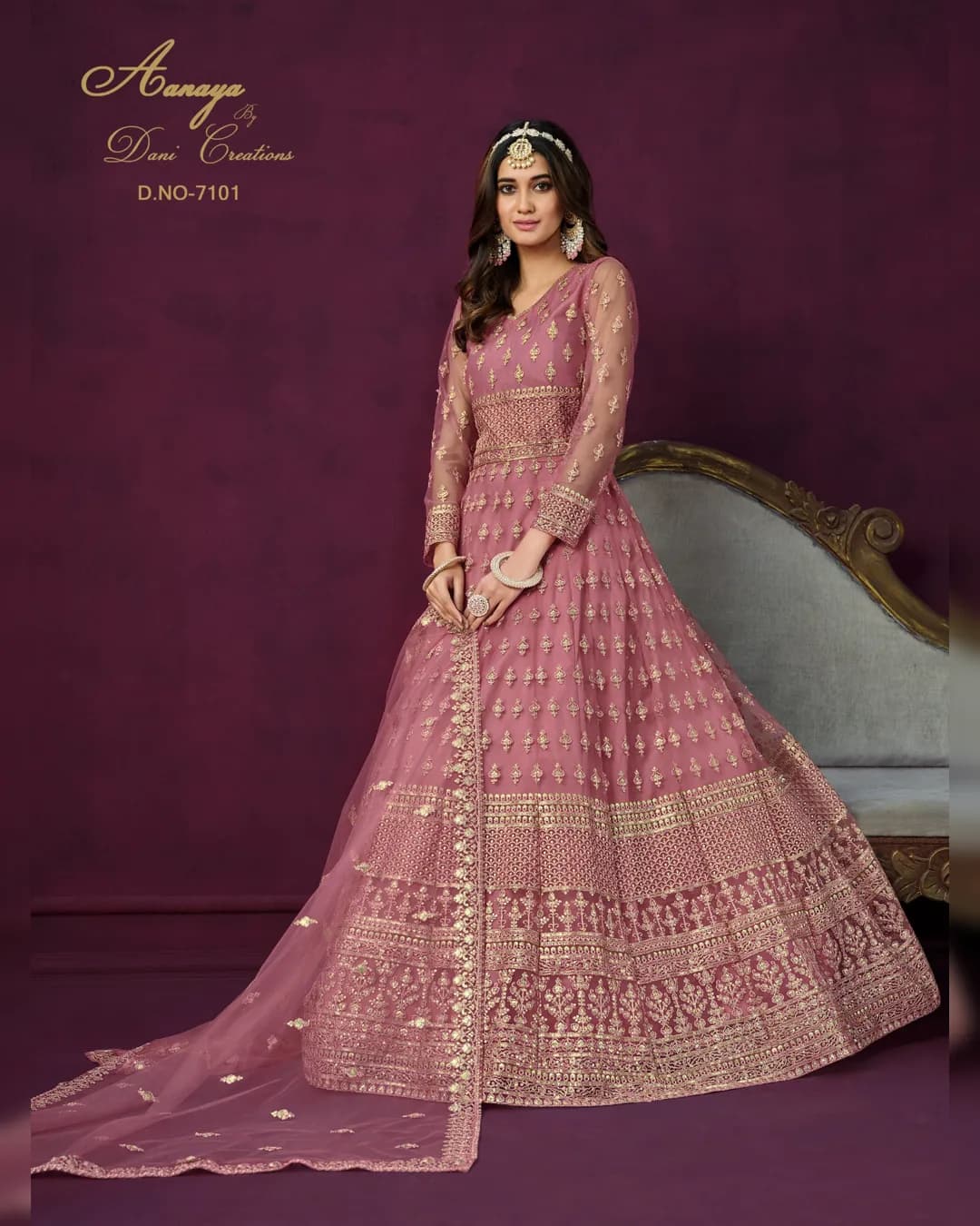 Elegant Net Top with Santool Inner/Bottom and Net Dupatta