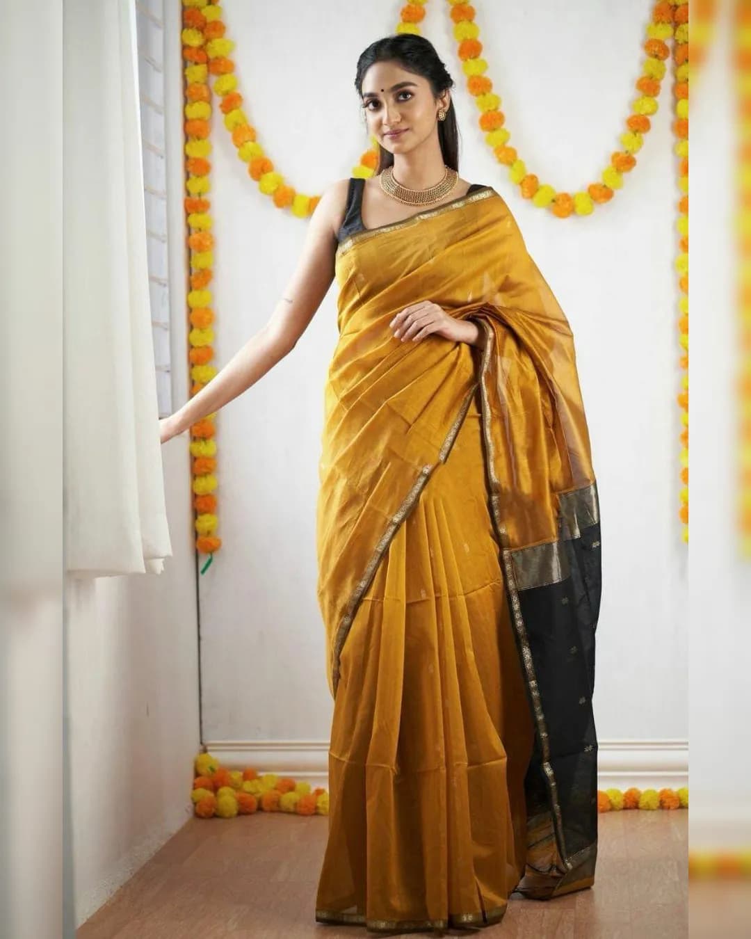 Elegant Lilan Soft Cotton Saree with Rich Jacquard Pallu & Contrast Jacquard Border Blouse