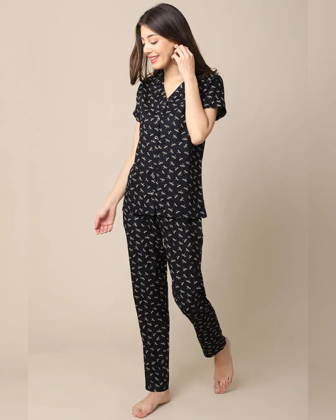 Cozy Bliss: Graphic Cotton Night Suit Set alternate view