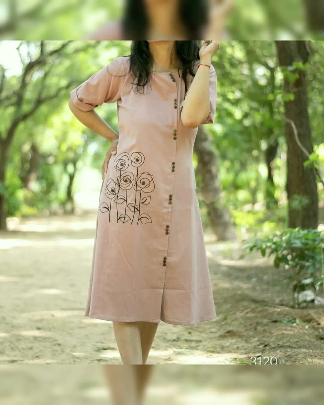 Stylish Handloom Cotton Flex Embroidered Midi Outfit
