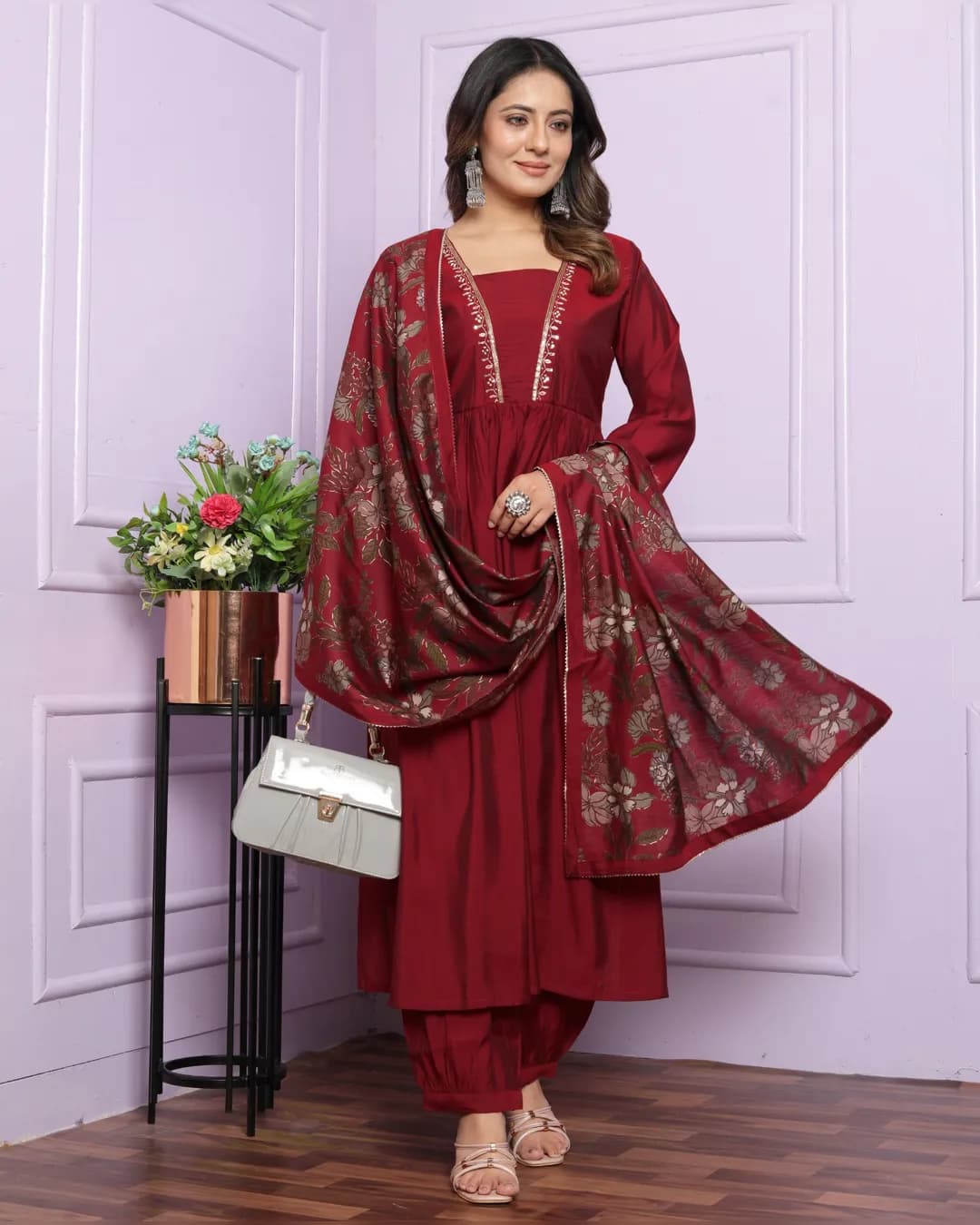 Elegant Modal Silk Kurta Set With Dupatta
