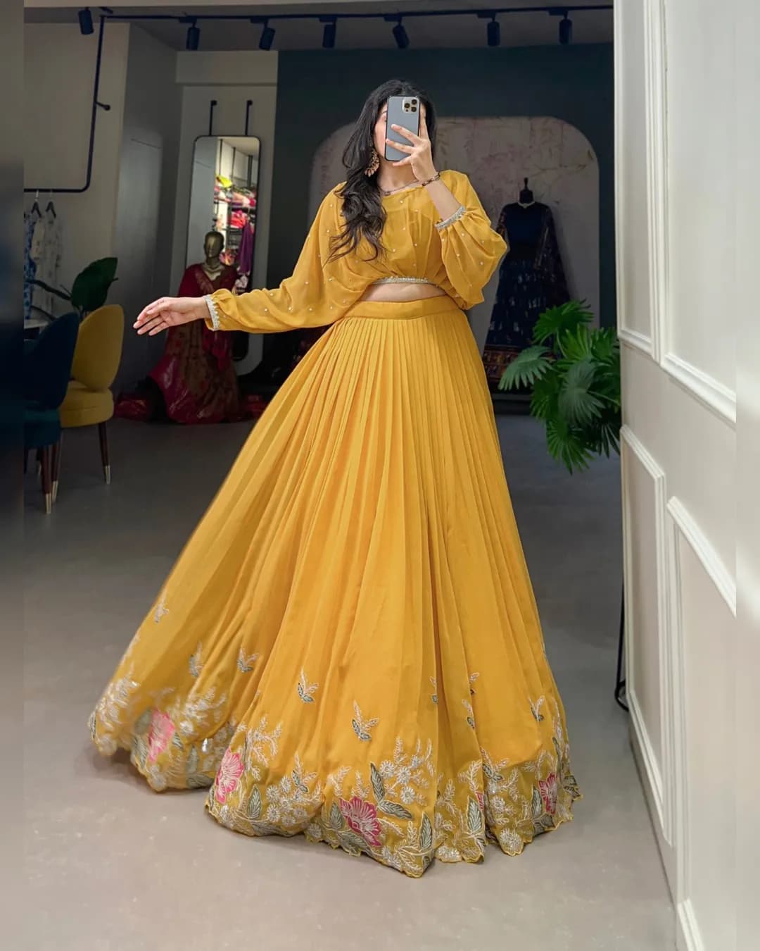 Wedding Special Lehenga Set with Georgette Lehenga and Top alternate view