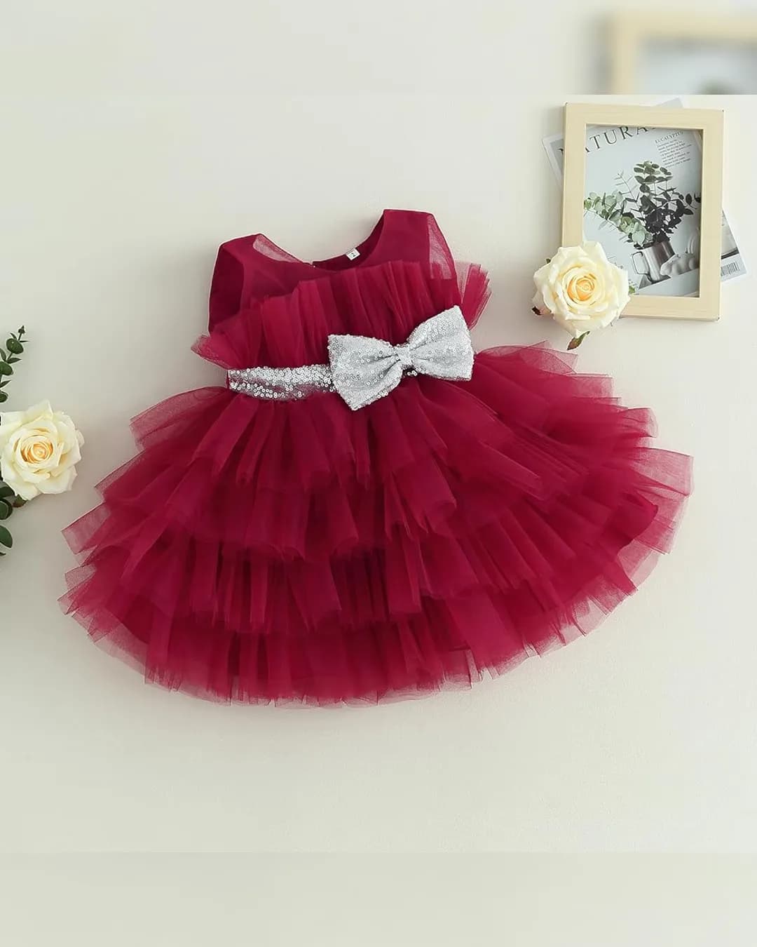 Elegant Heavy Net Dress for Girls