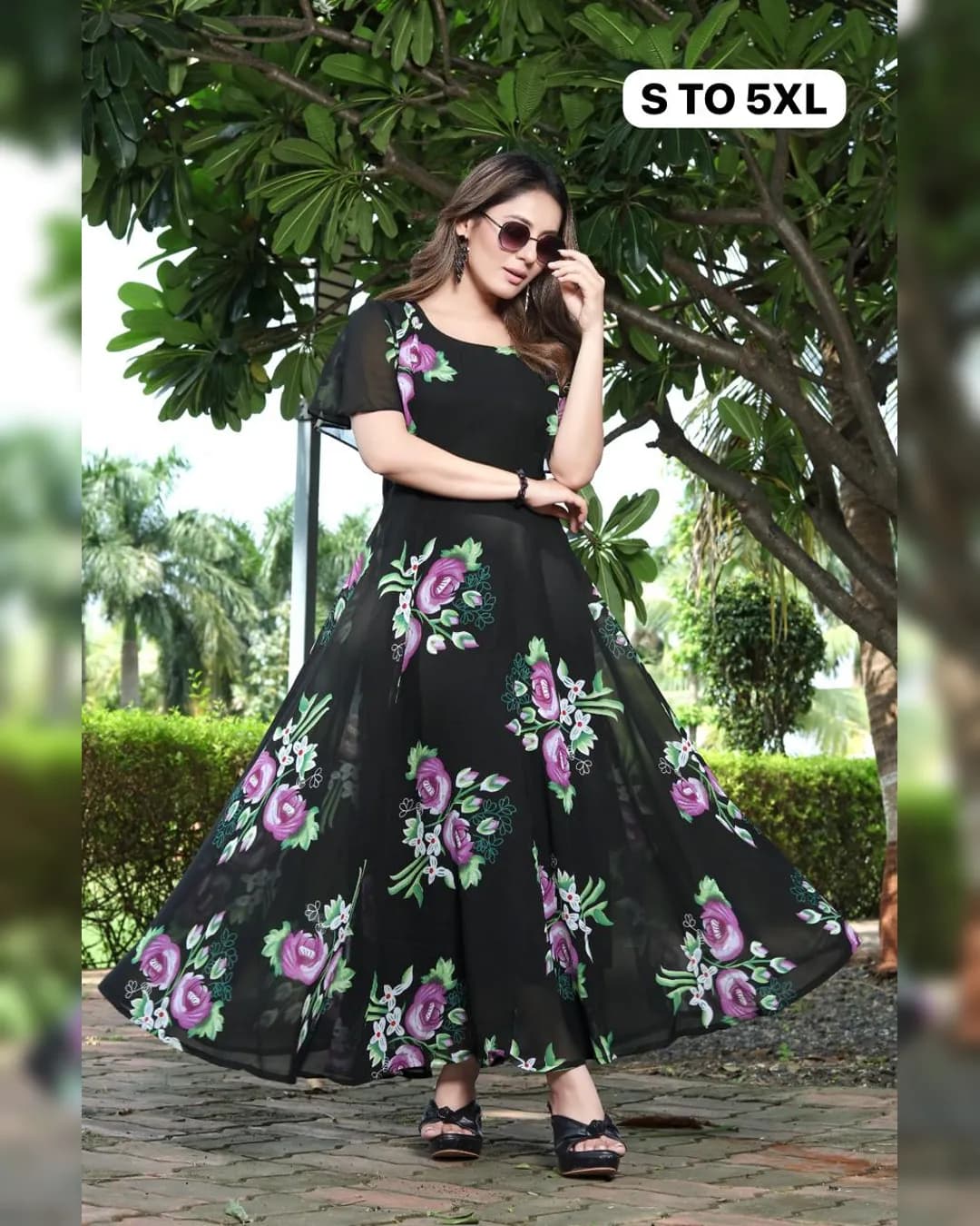 Elegant Georgette Long Maxi Dress with Inner alternate view