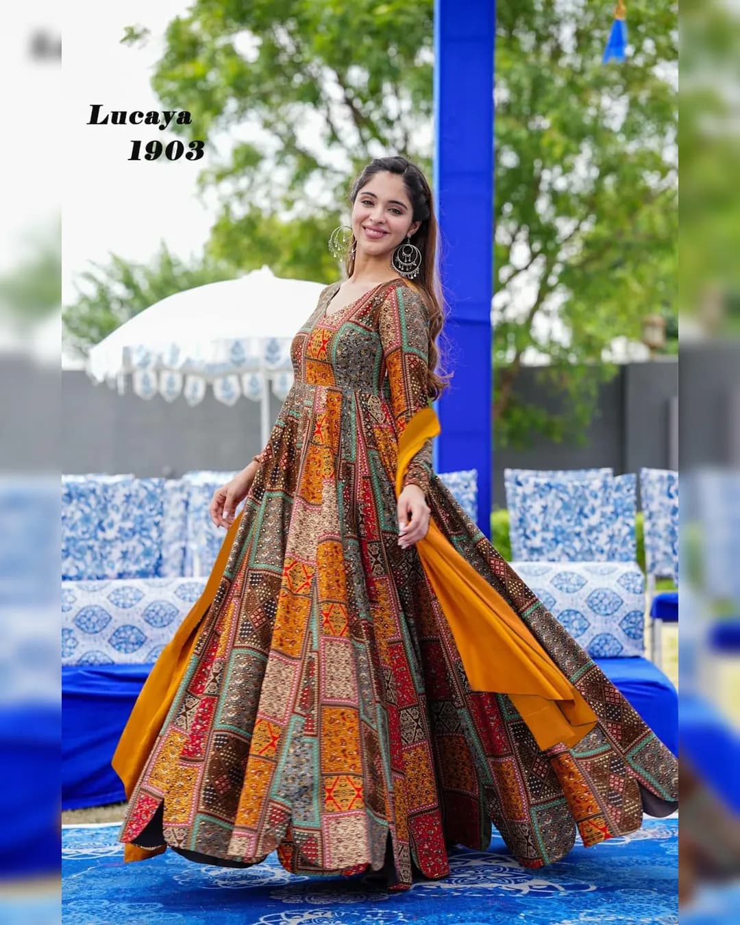 Stunning Digital Printed Anarkali Ethnic Gown Set Collection By Sapnaaz