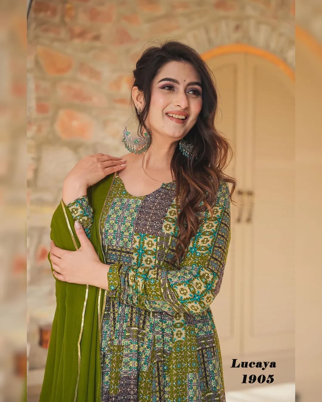 Stunning Digital Printed Ethnic Anarkali Gown Set Collection alternate view