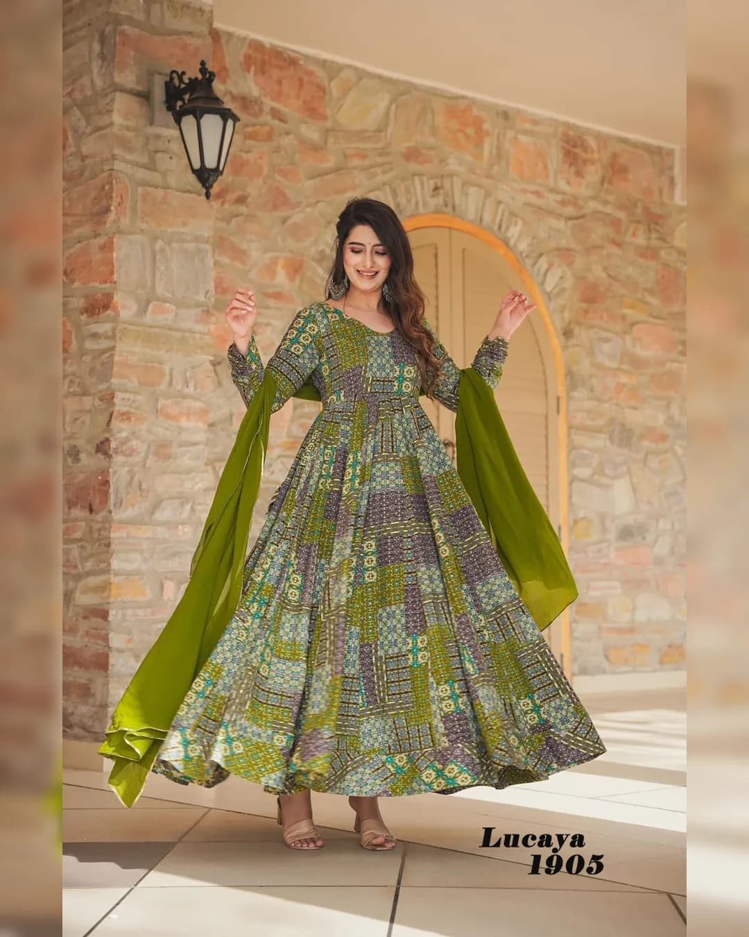 Stunning Digital Printed Ethnic Anarkali Gown Set Collection
