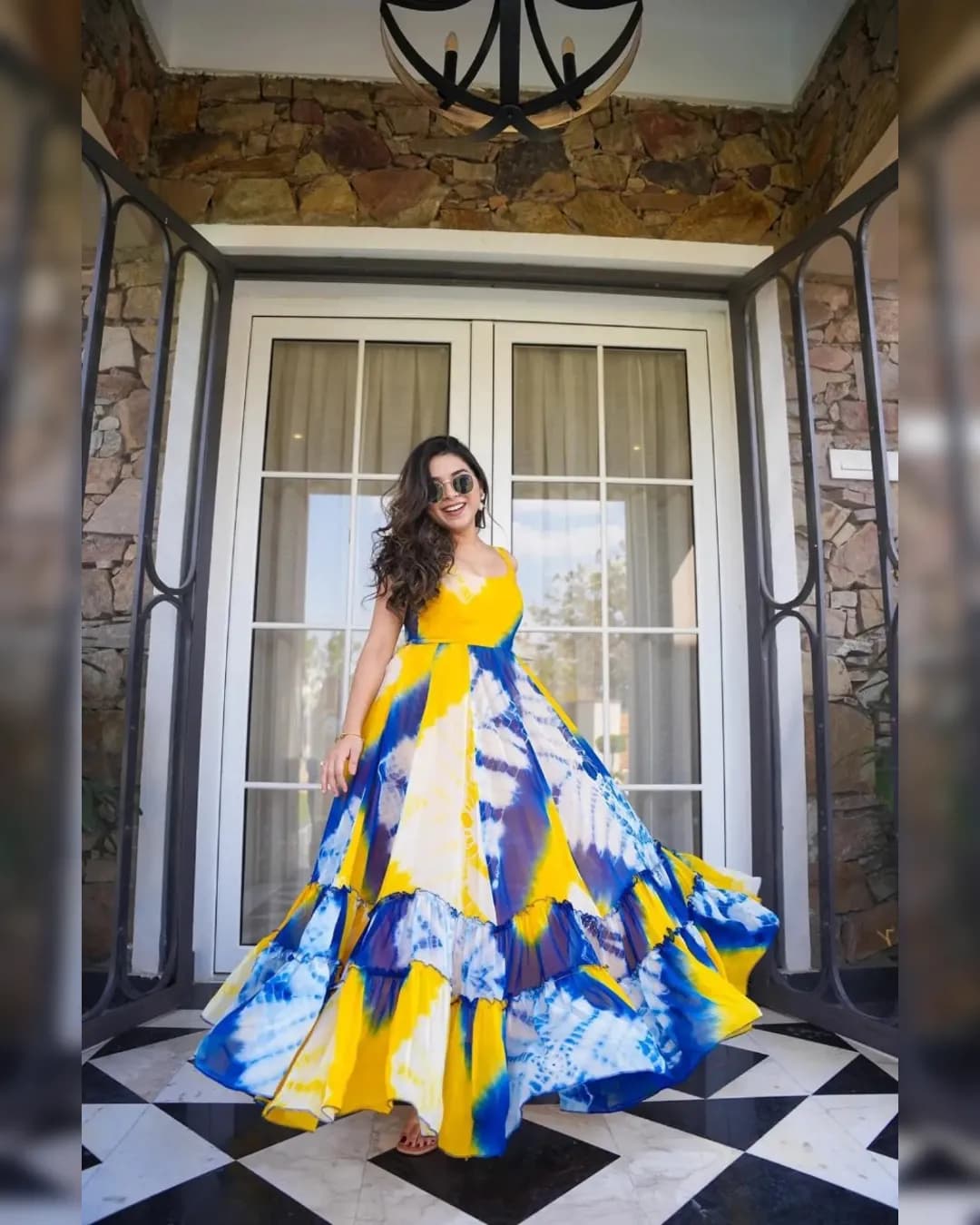 Elegant Digital Printed Pure Jimmy Organza Silk Gown alternate view