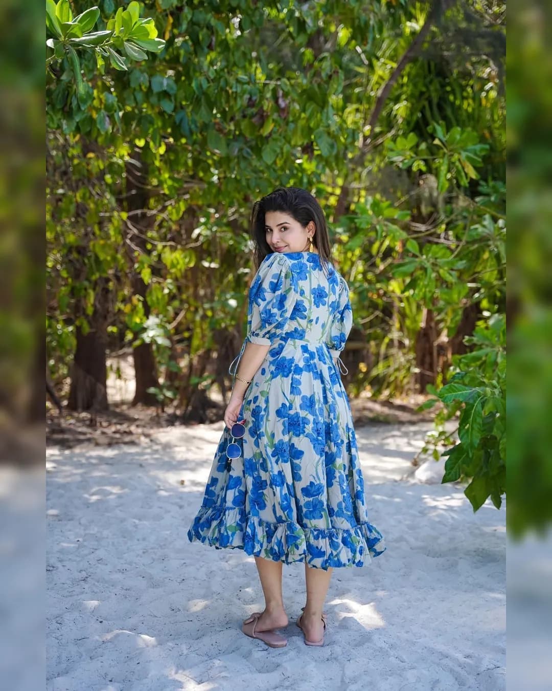 Aqua Hand Block Blue Sundress - Summer Collection alternate view