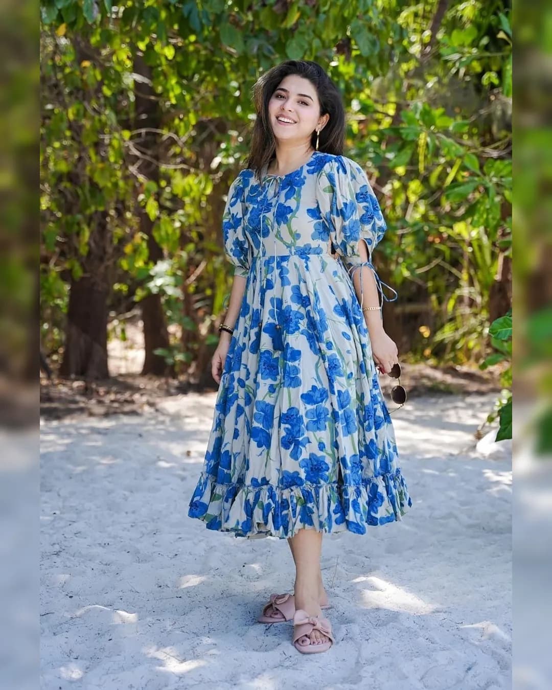 Aqua Hand Block Blue Sundress - Summer Collection