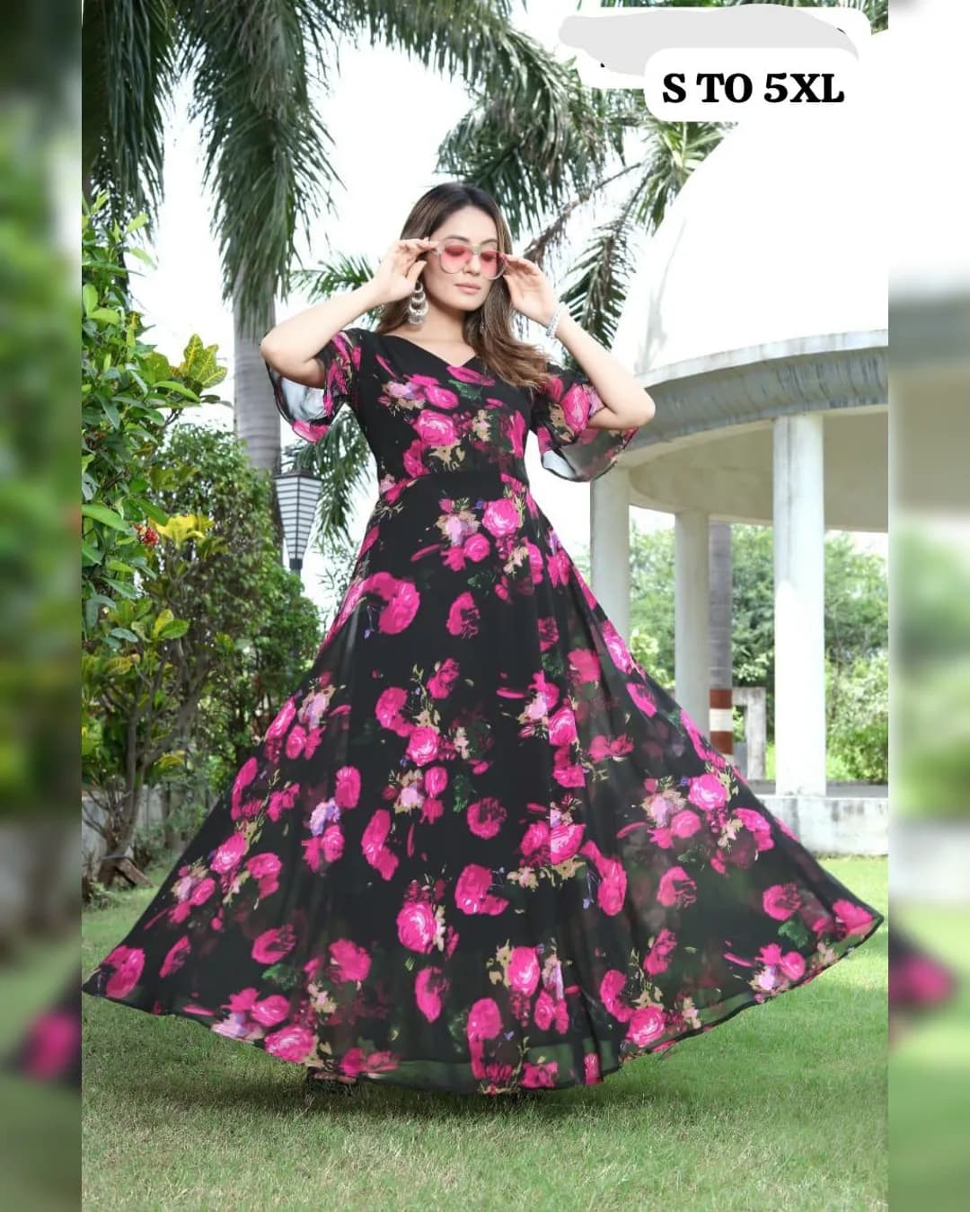 Elegant Georgette Long Maxi Dress with Inner