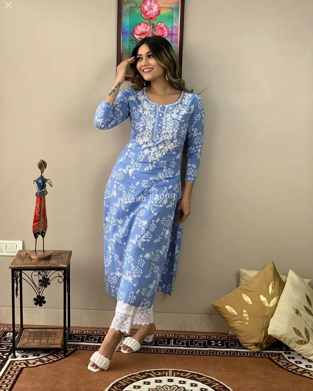 Thread Embroidery Rayon Pant Set By Sapnaaz