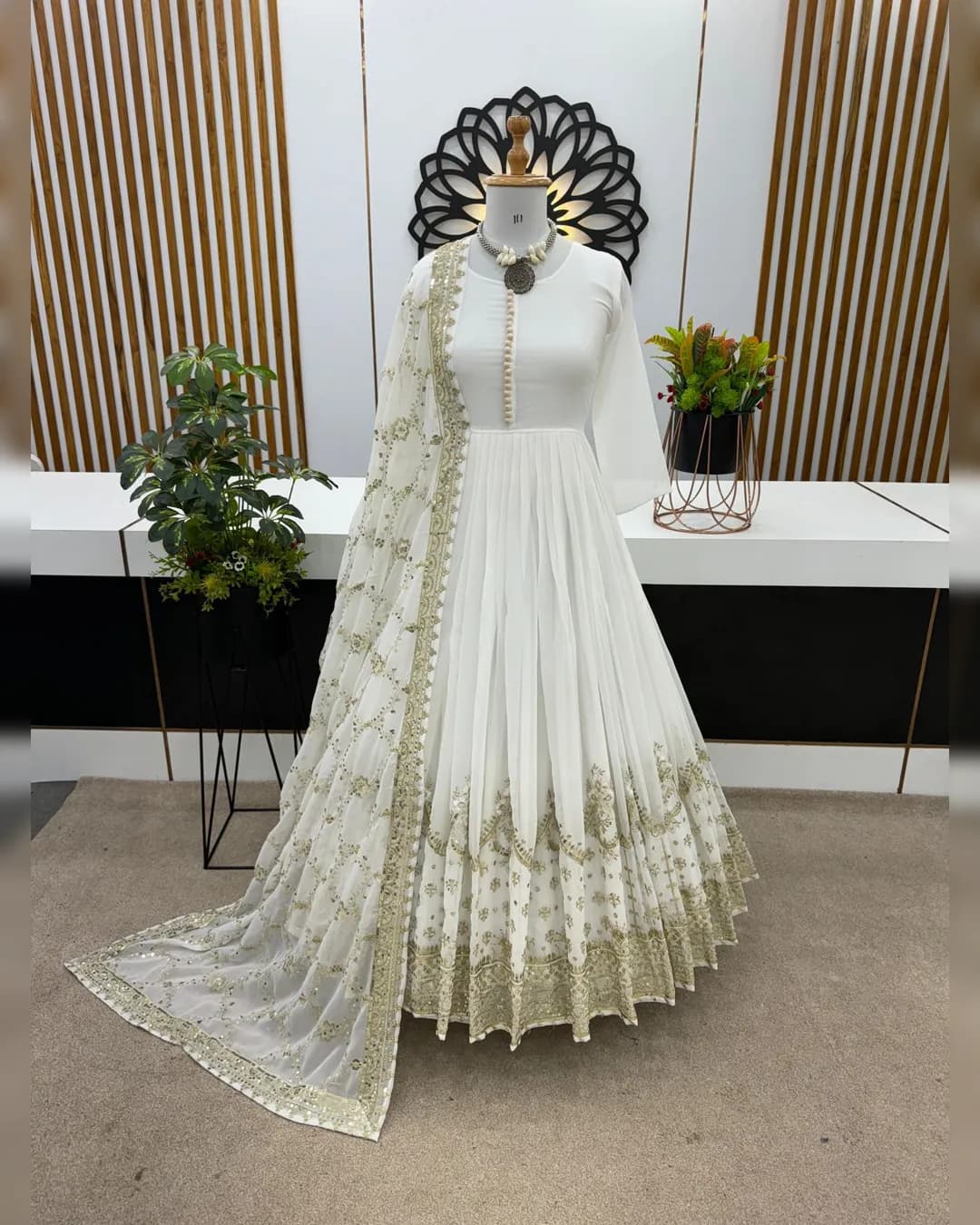 New Designer Party Wear Gown and Dupatta with Heavy Embroidery Sequence