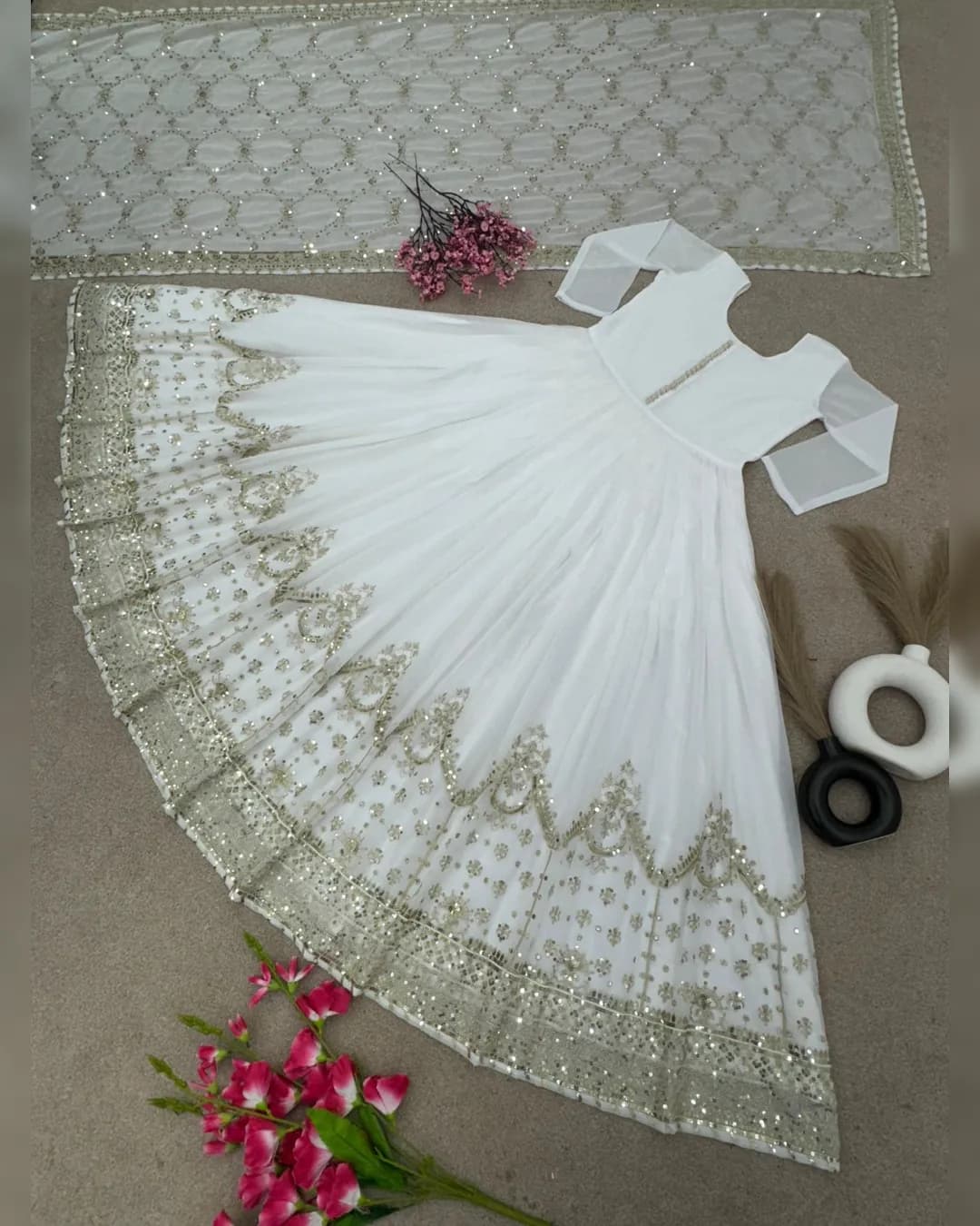 New Designer Party Wear Gown and Dupatta with Heavy Embroidery Sequence alternate view