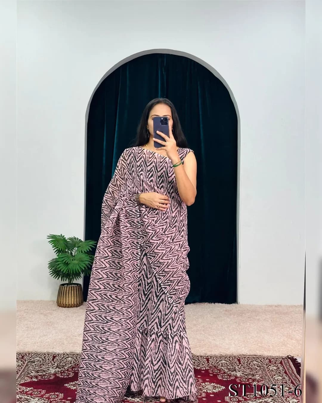 Beautiful Draping Dupatta Attached Gown Saree alternate view