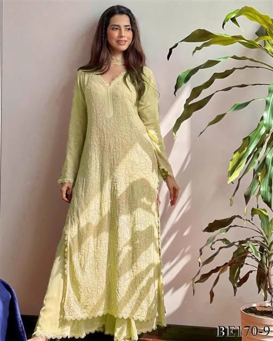 Cotton Thread Embroidery Work Top, Plazzo & Dupatta Set alternate view