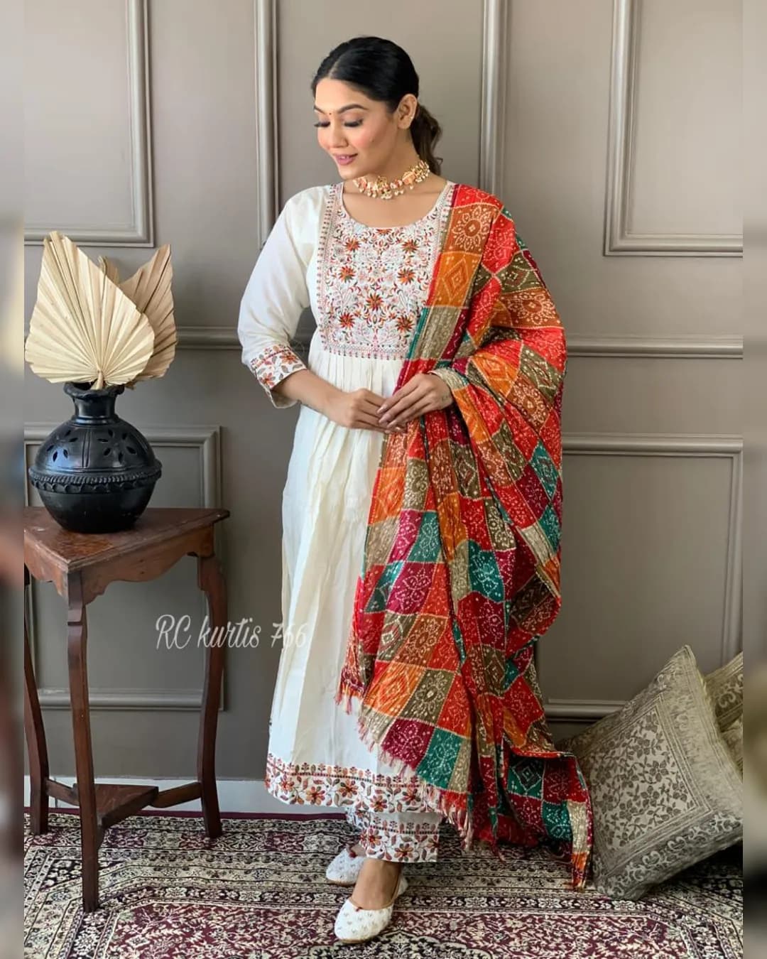 Elegant Pastel Cotton Suit Set with Chinnon Crush Dupatta