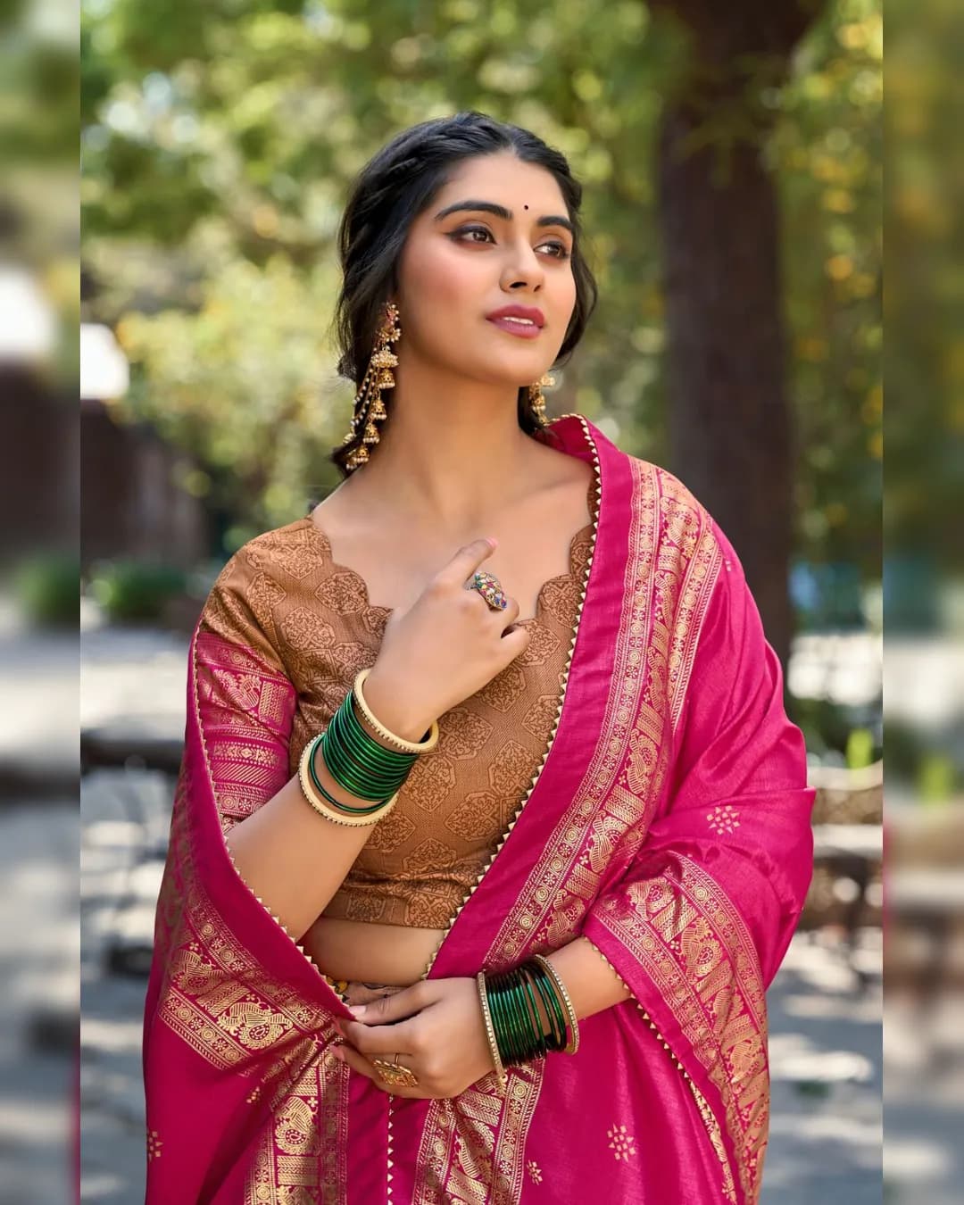 Kalamkari Tussar Silk Lehenga Set alternate view