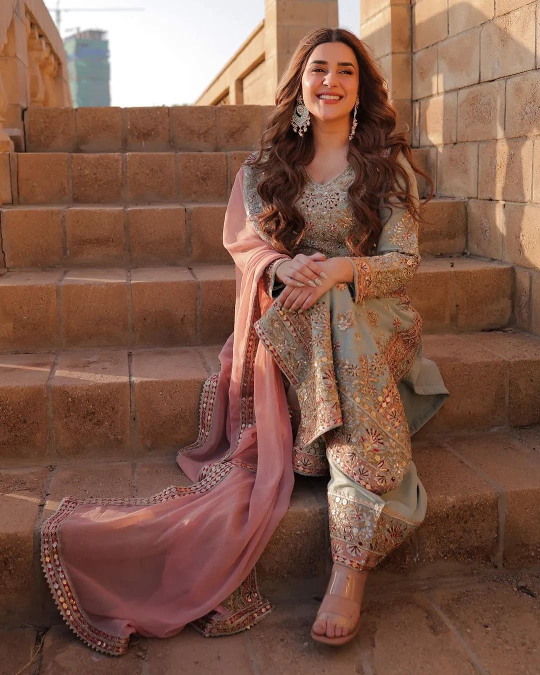 Embroidered Sequence Work Top-Bottom and Dupatta Set alternate view