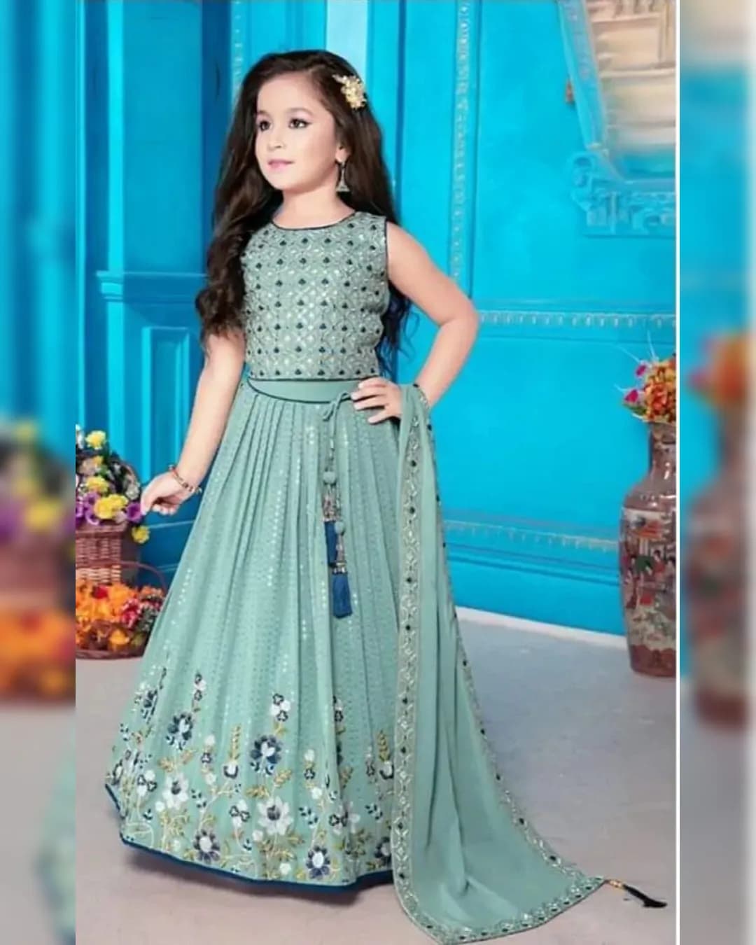 Trending Sequins Embroidered and Printed Stitched Lehenga-Blouse For Baby Girls alternate view