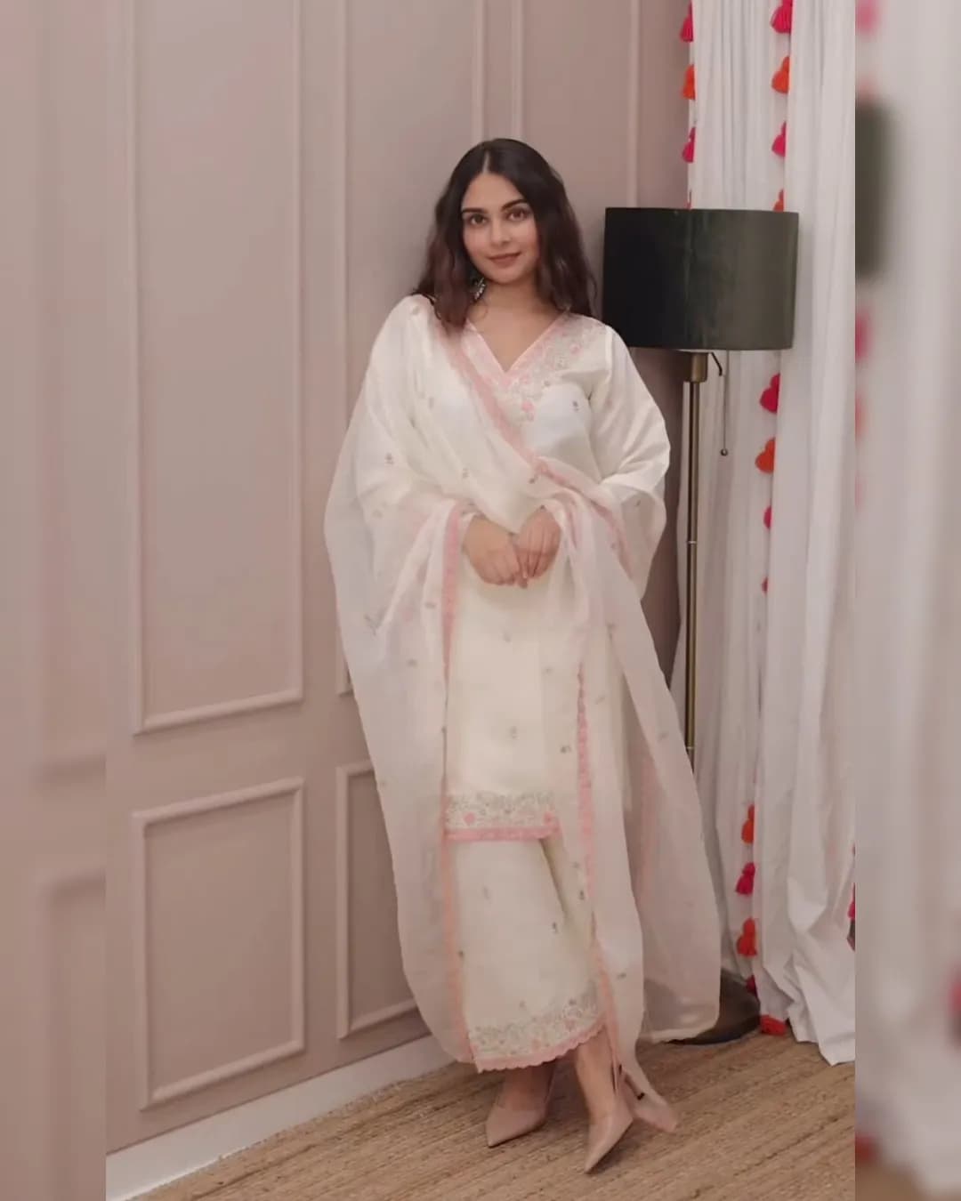 Heavy Chinnon Silk Top-Plazzo and Dupatta Set