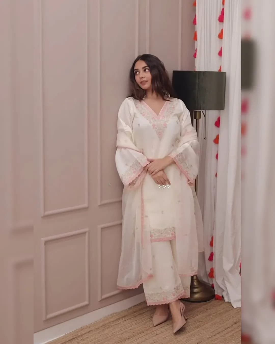 Heavy Chinnon Silk Top-Plazzo and Dupatta Set alternate view
