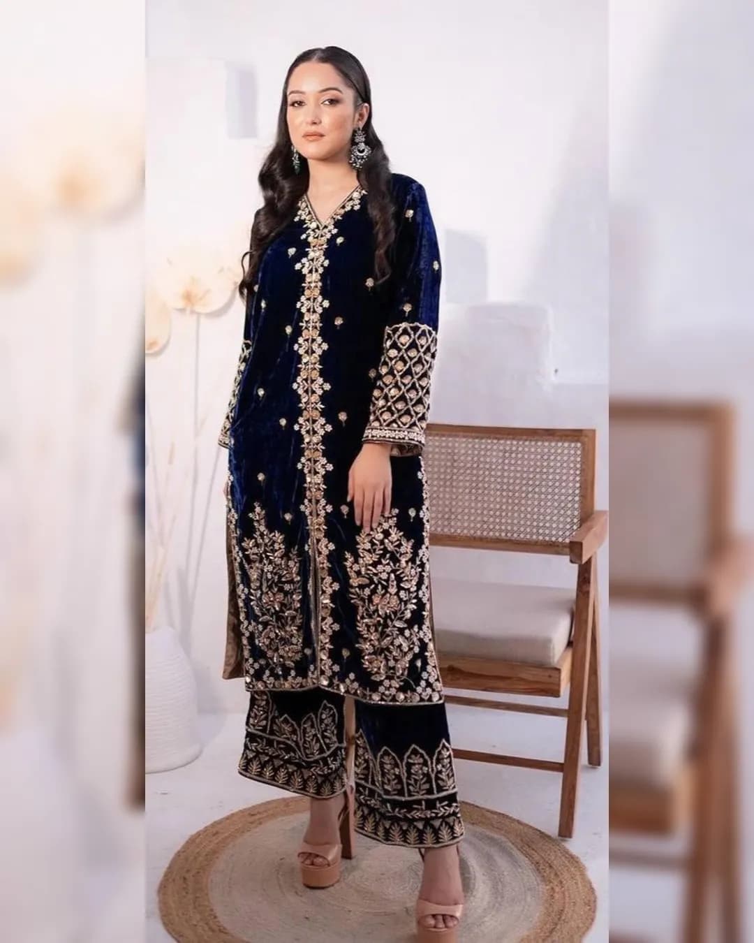 New Kurti-Plazzo Set in Heavy Velvet with Sequin Embroidery Work