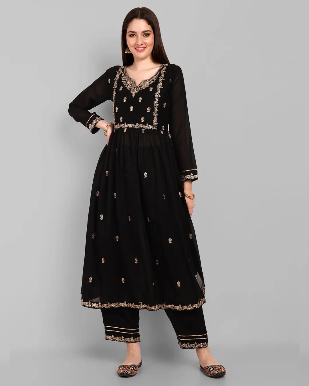 Women Vichitra Silk Embroidery Work Kurta With Pant Set alternate view