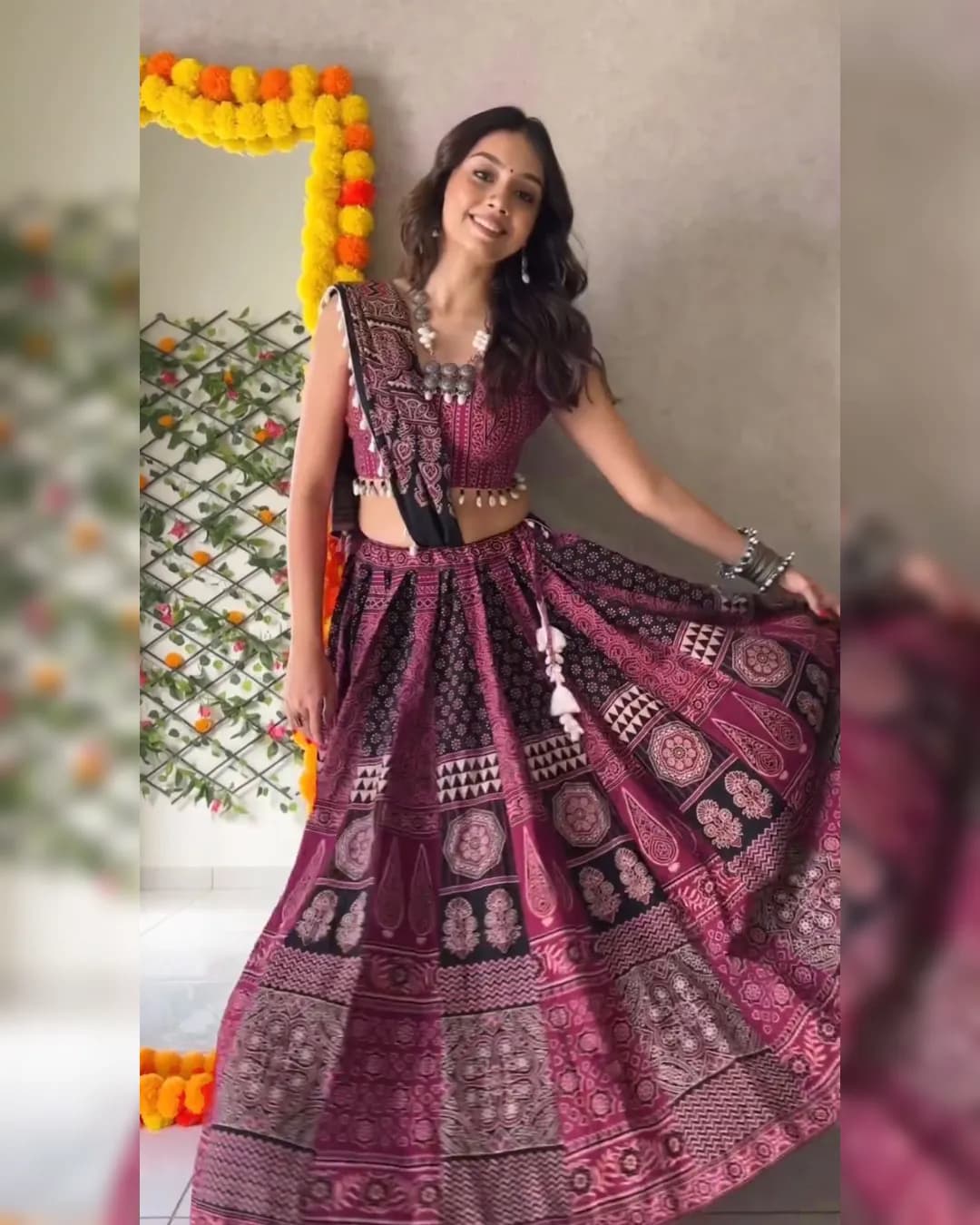 Navratri Special Printed Rayon Lehenga Choli with Kodi Lace and Dupatta alternate view