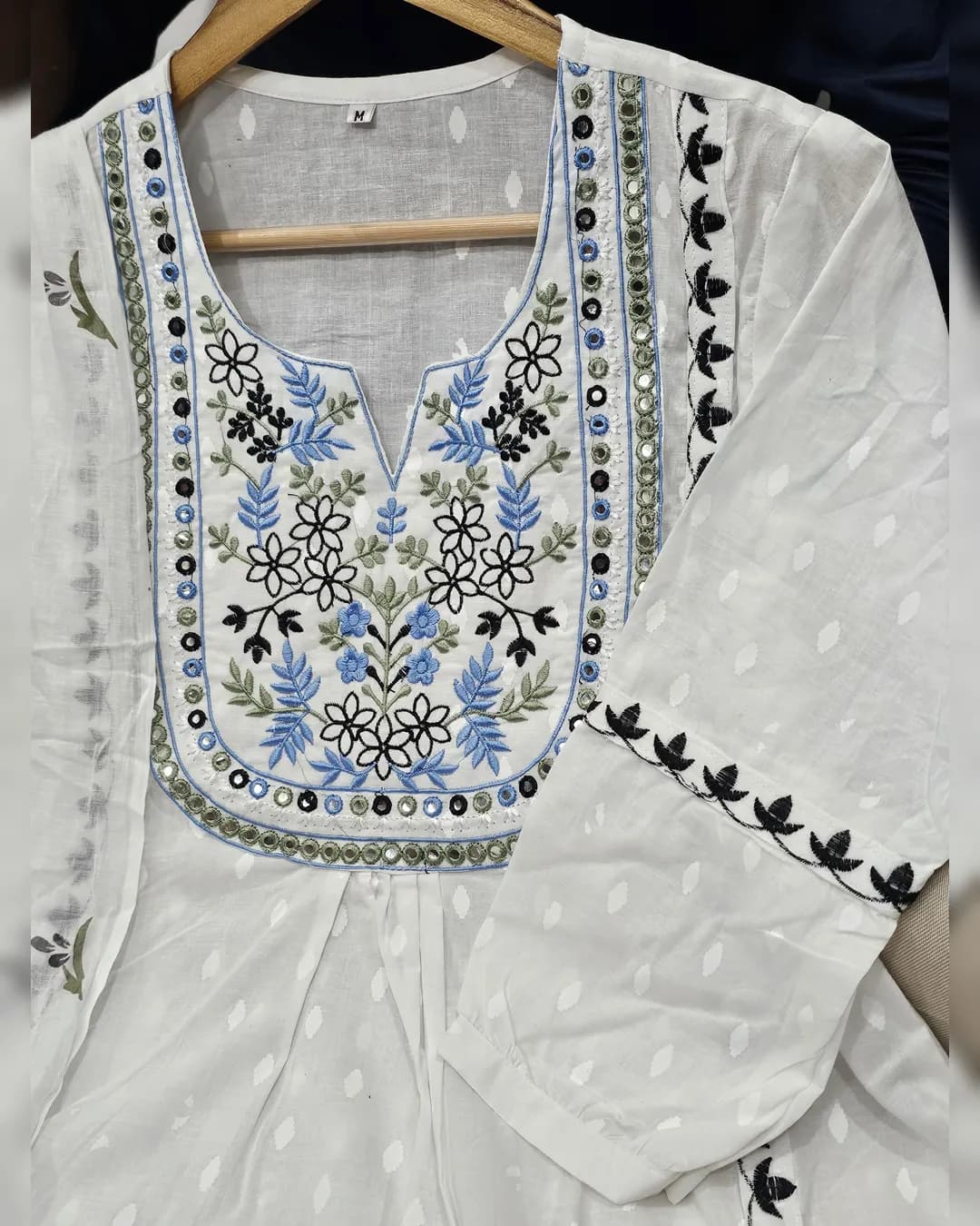 New Launch : Raksha Bandhan Special Cotton Embroidered Set with Mulmul Dupatta alternate view