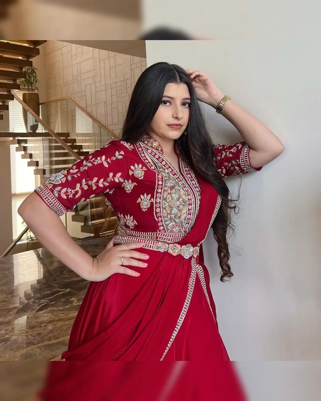 Stylist Exclusive Fancy Party Wear Fiyona Silk Lehenga Saree alternate view