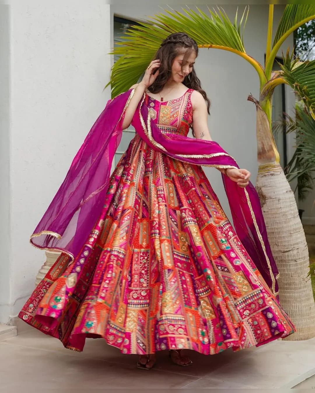 Exclusive Anarkali Gown with Organza Dupatta