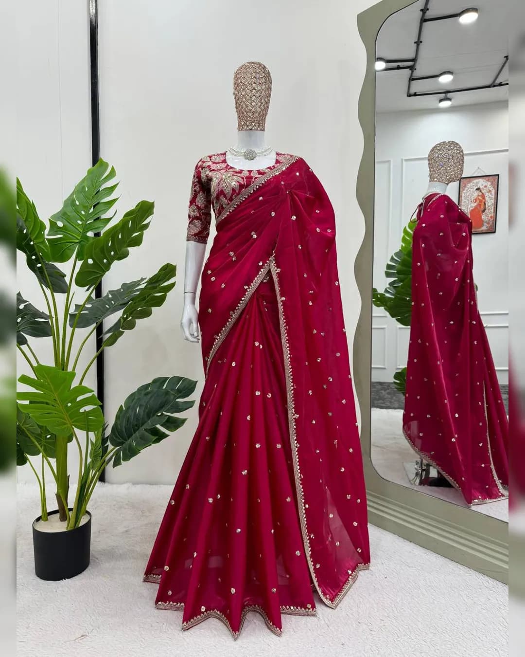 Beautiful Designer Jimmy Chu Fabric Saree with Thread & Sequence Work alternate view