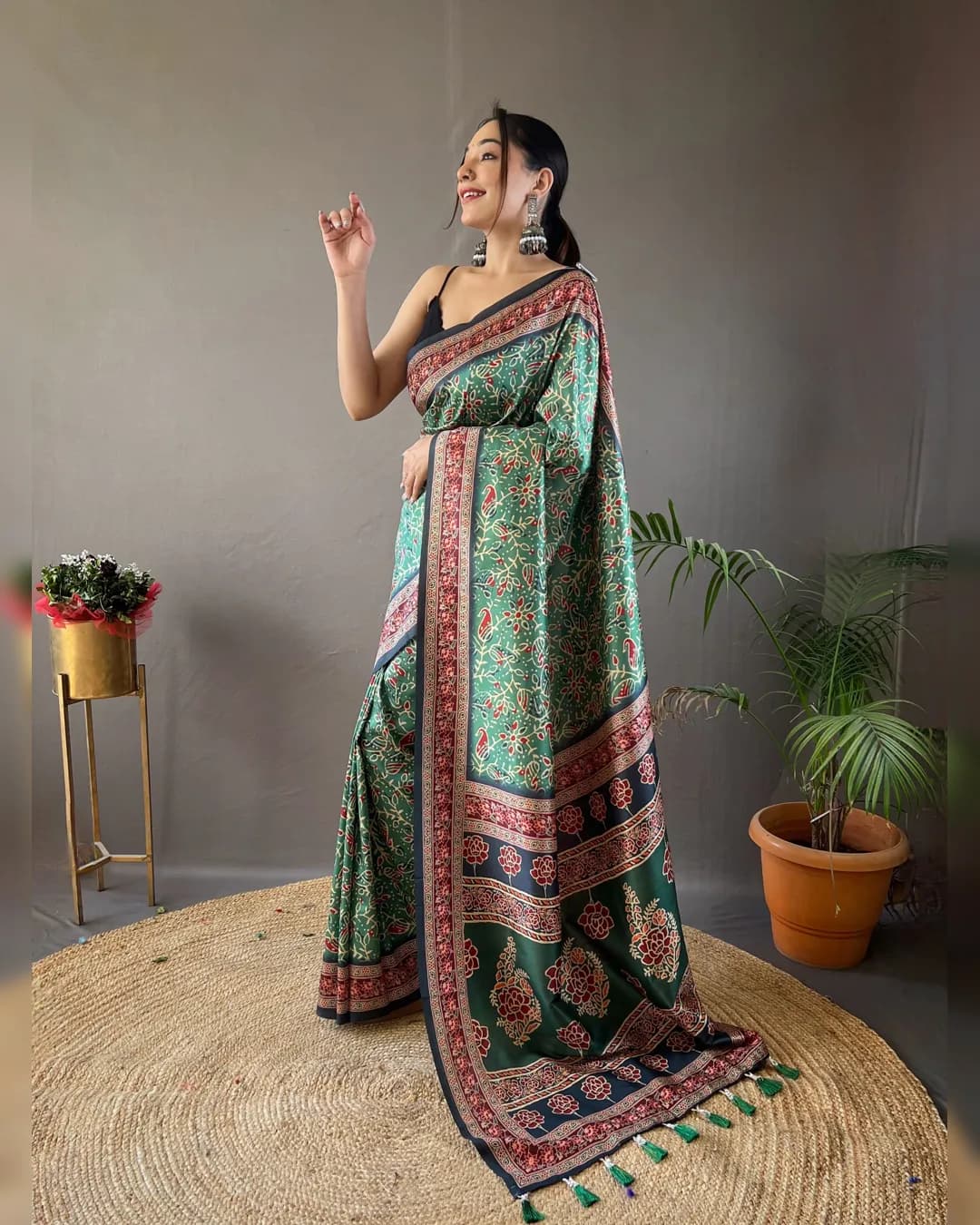 Elegant Semi Silk Saree with Digital Print Design alternate view