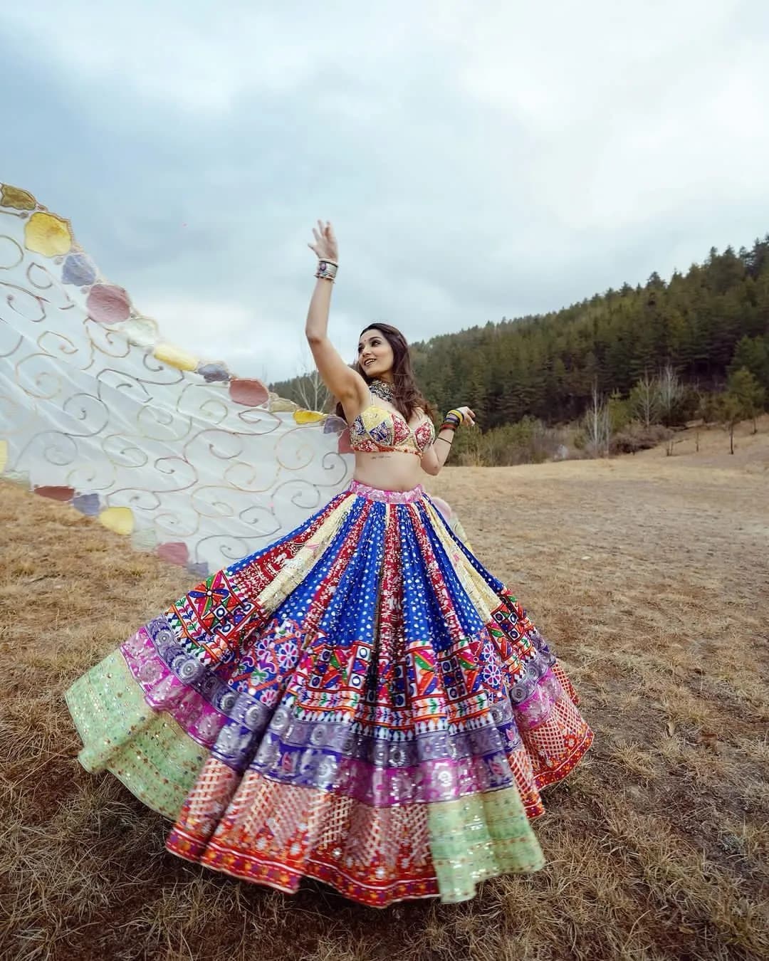 Navratri Special Designer Printed Lehenga Choli with Real Mirror Work alternate view