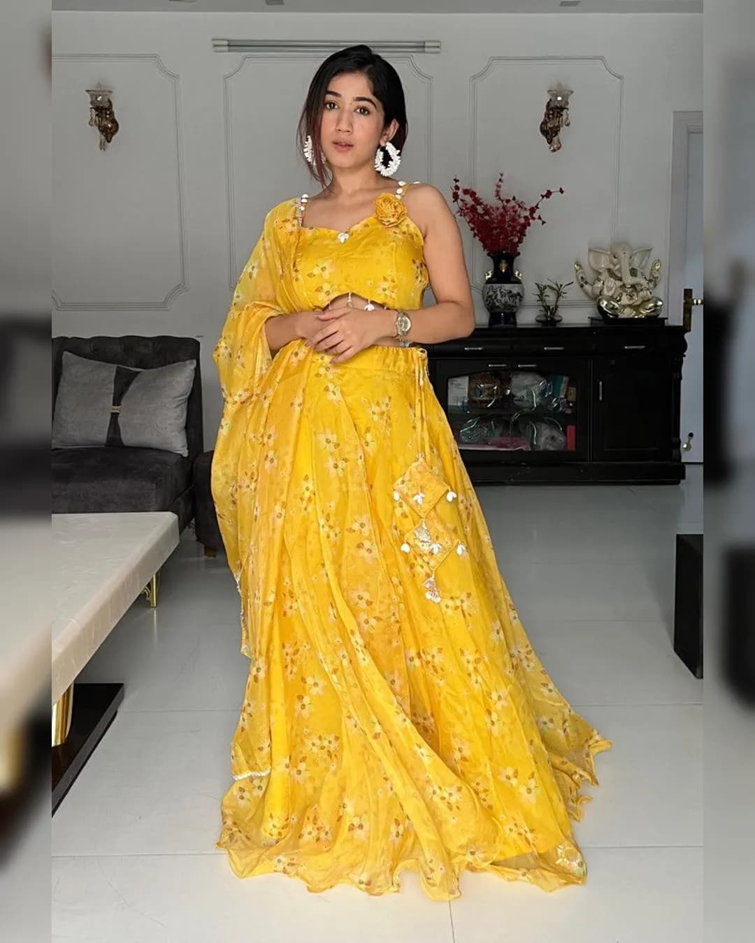 Pure Organza Silk Digital Printed Lehenga Choli Set