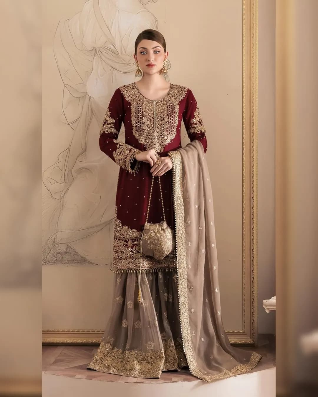 Elegant Designer Faux Georgette Suit with Sharara and Dupatta