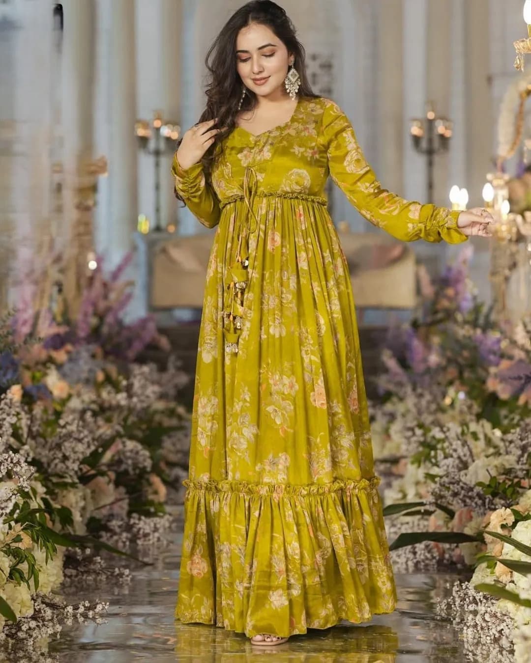 Stunning 3-Piece Koti Style Indo-Western Suit – Crop Top, Sharara & Shrug Set