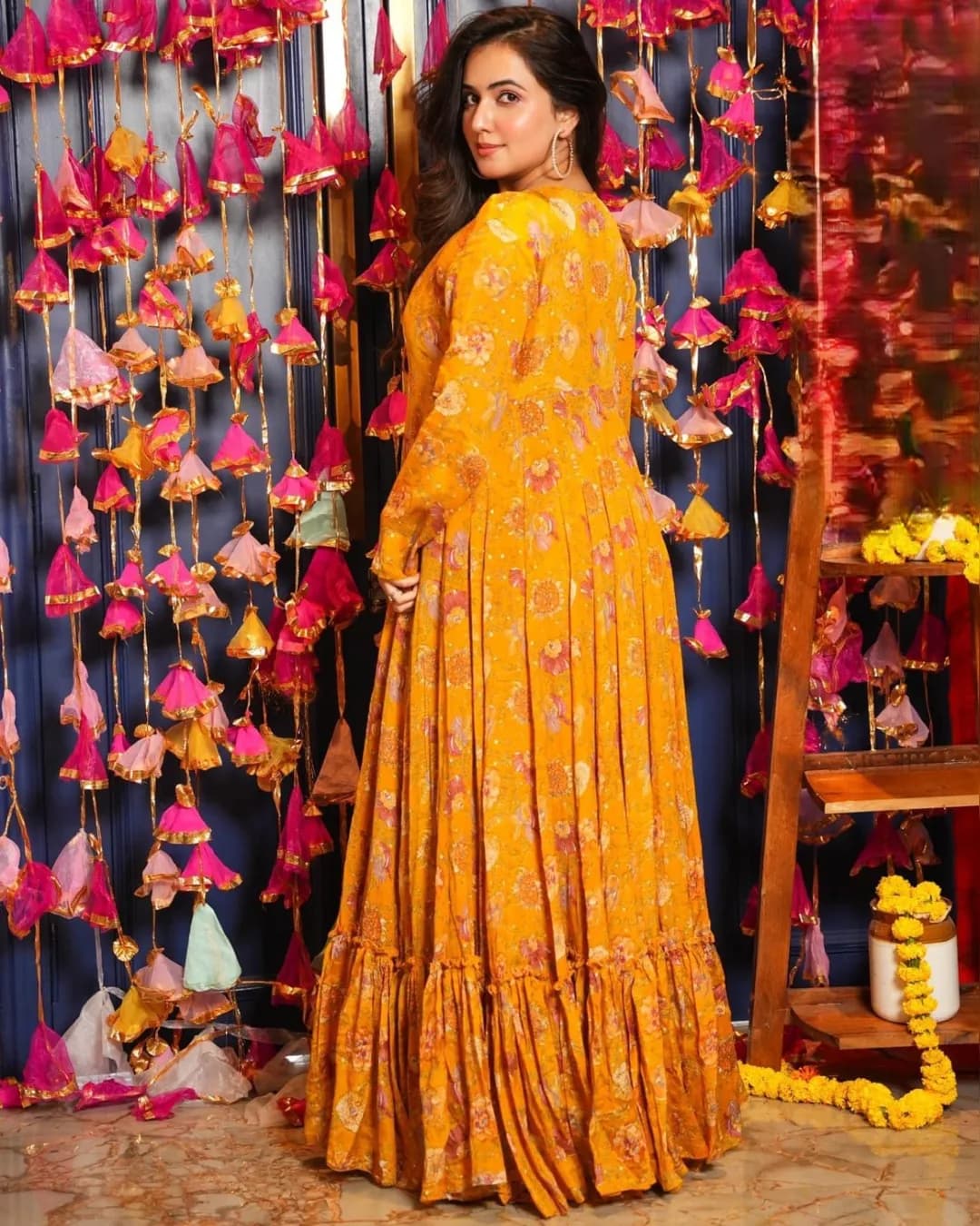 Stunning 3-Piece Koti Style Indo-Western Suit – Crop Top, Sharara & Shrug Set alternate view