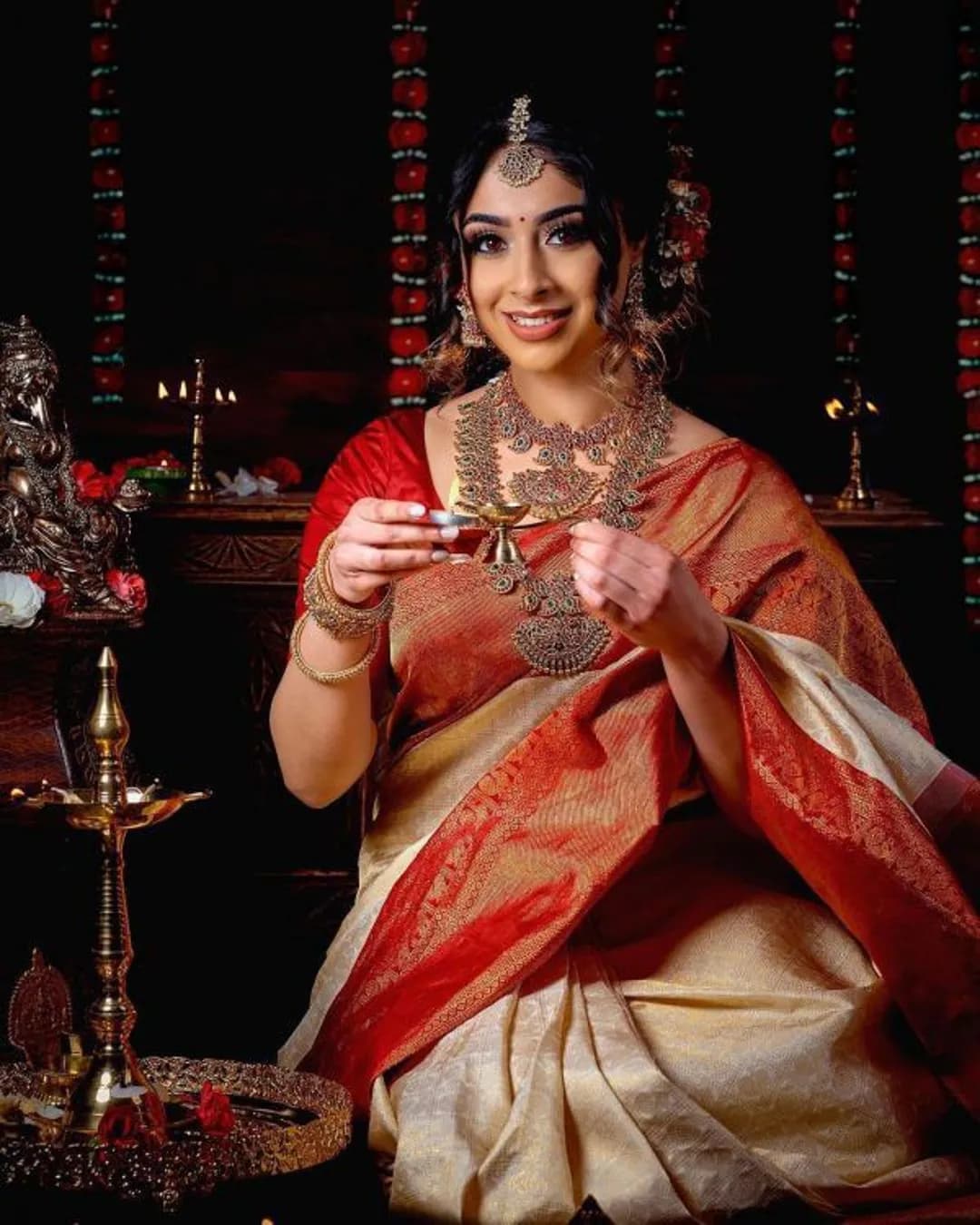 Elegant Art Silk Jacquard Border Saree with Unstitched Blouse alternate view