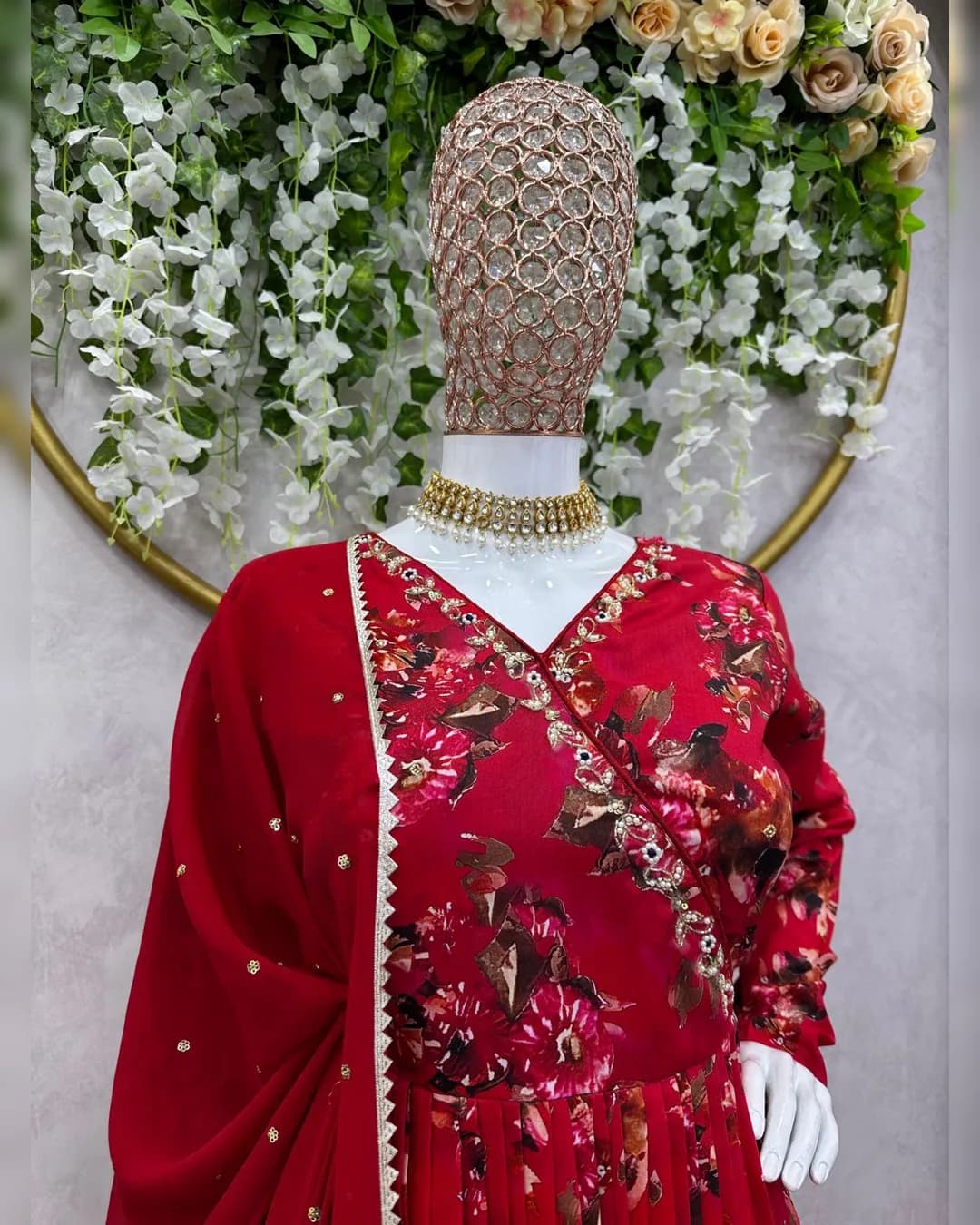 Designer Muslin Cotton Suit with Hand Work, Crepe Pant, and Faux Georgette Dupatta alternate view