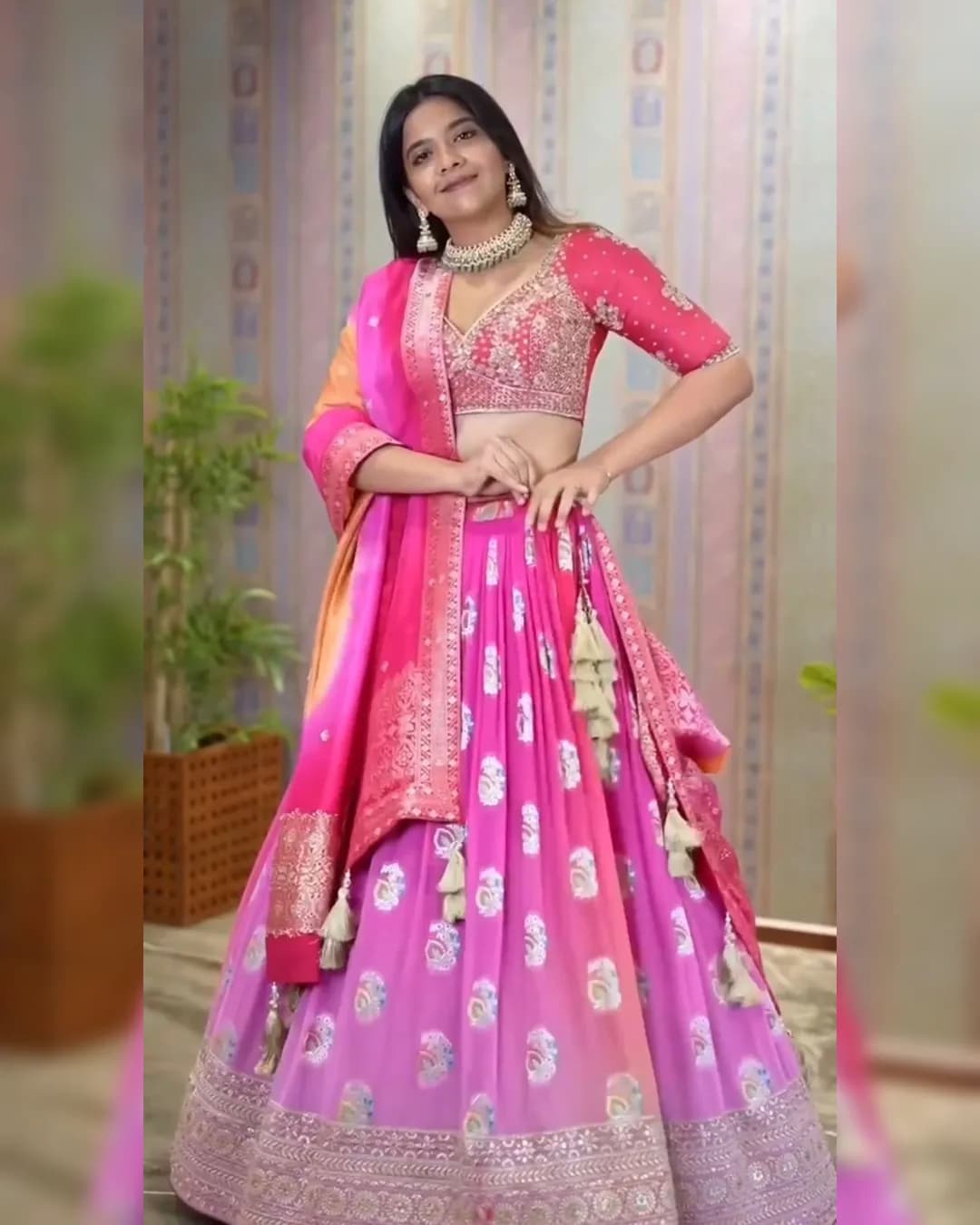 New Wedding Collection : Lehenga Choli with Heavy Embroidery Sequence Work alternate view