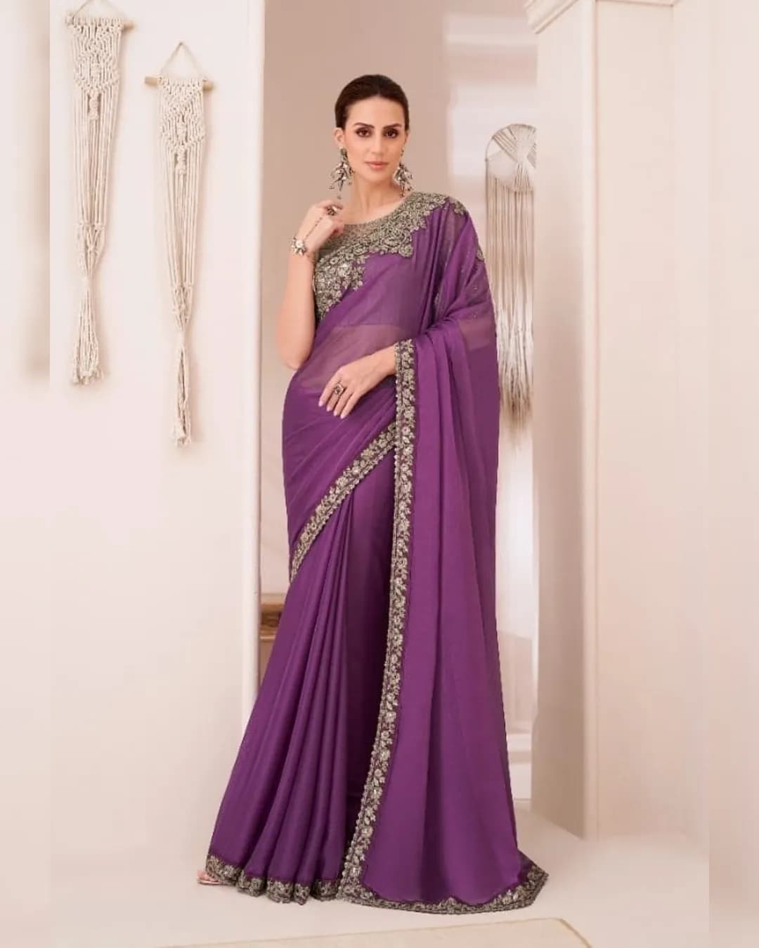 Rich Feel Georgette Chiffon Saree with Banglori Silk Blouse