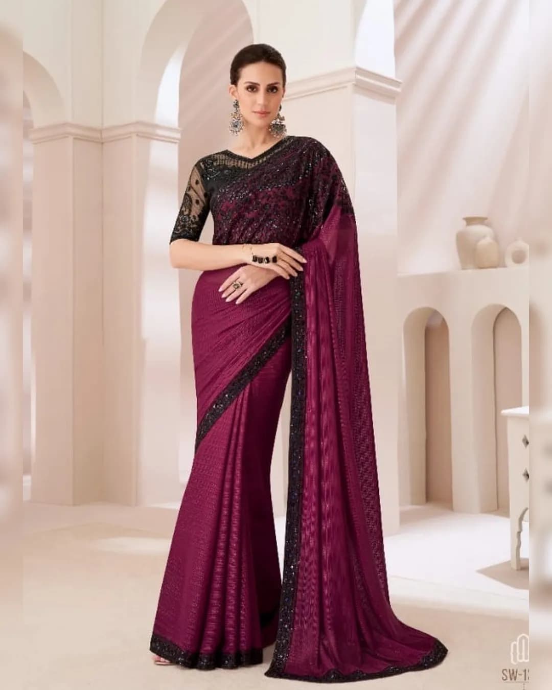 Gold Jari Satin Georgette Saree with Banglori Silk Blouse