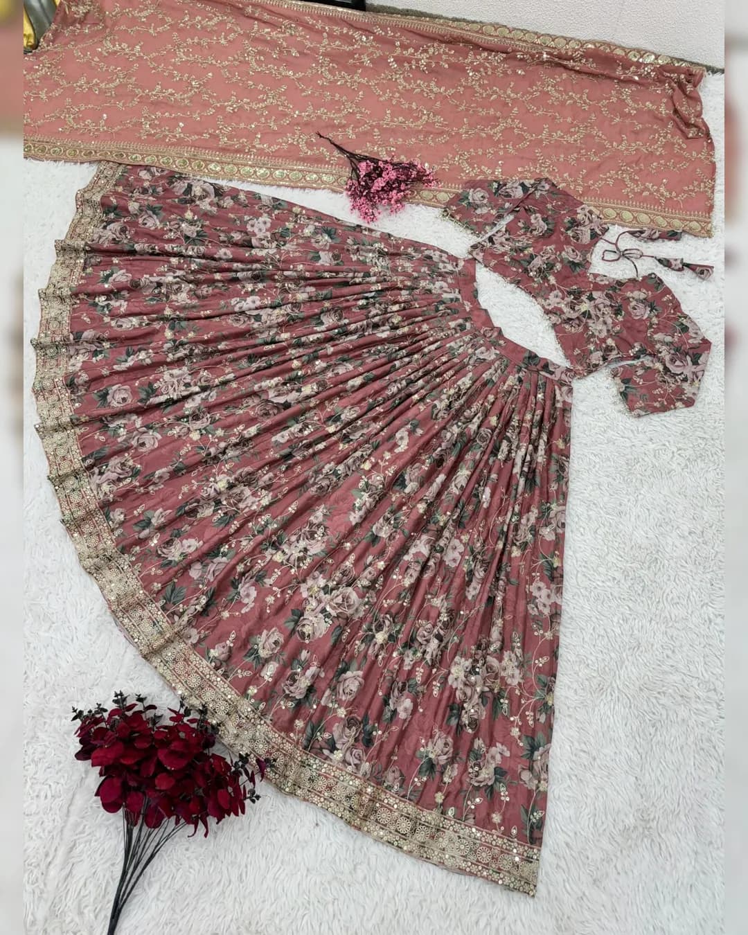 Exquisite Wedding Collection Lehenga Choli with Heavy Embroidery Sequence Work alternate view