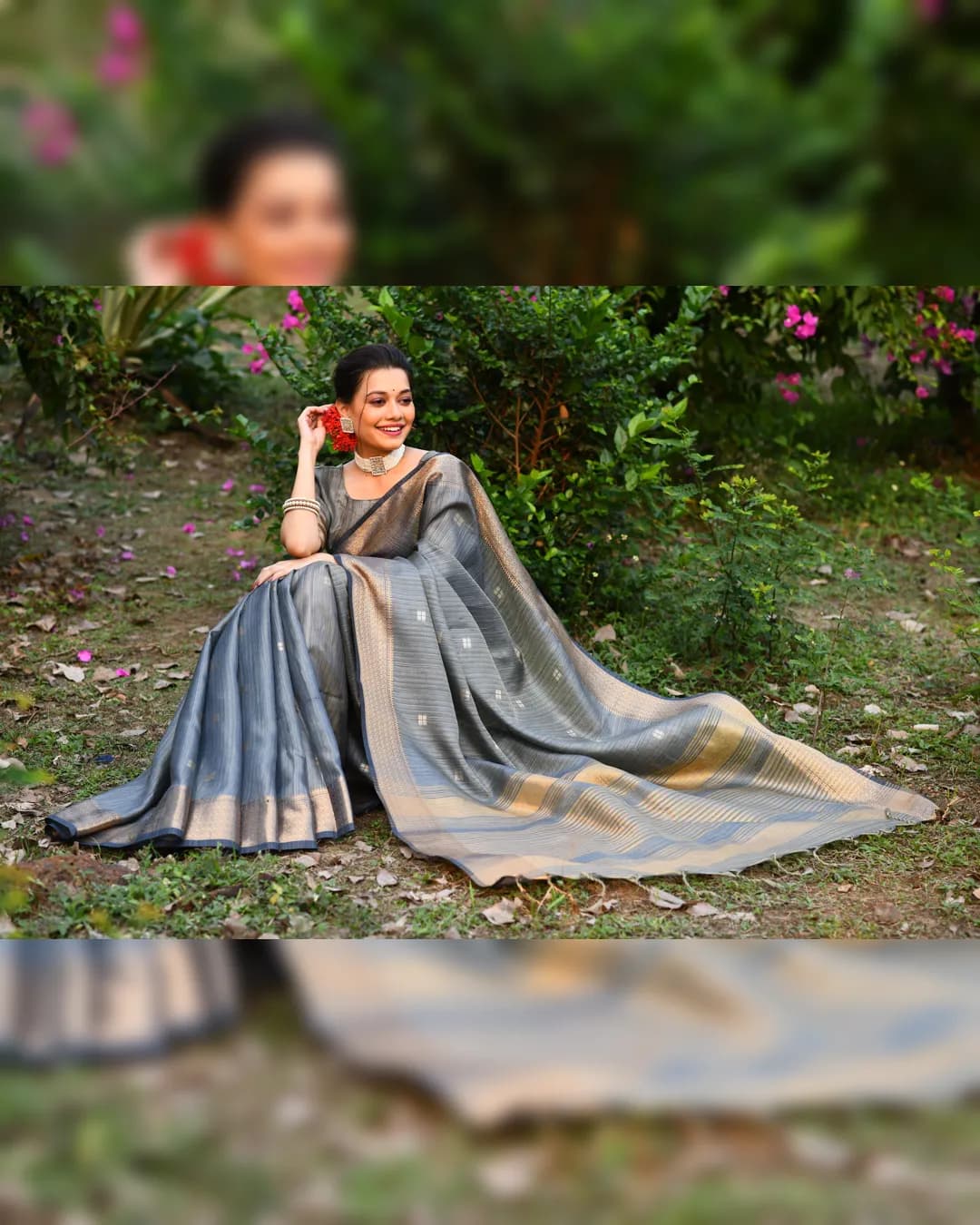 Exquisite Soft Maheshwari Silk Saree with Woven Zari Border alternate view